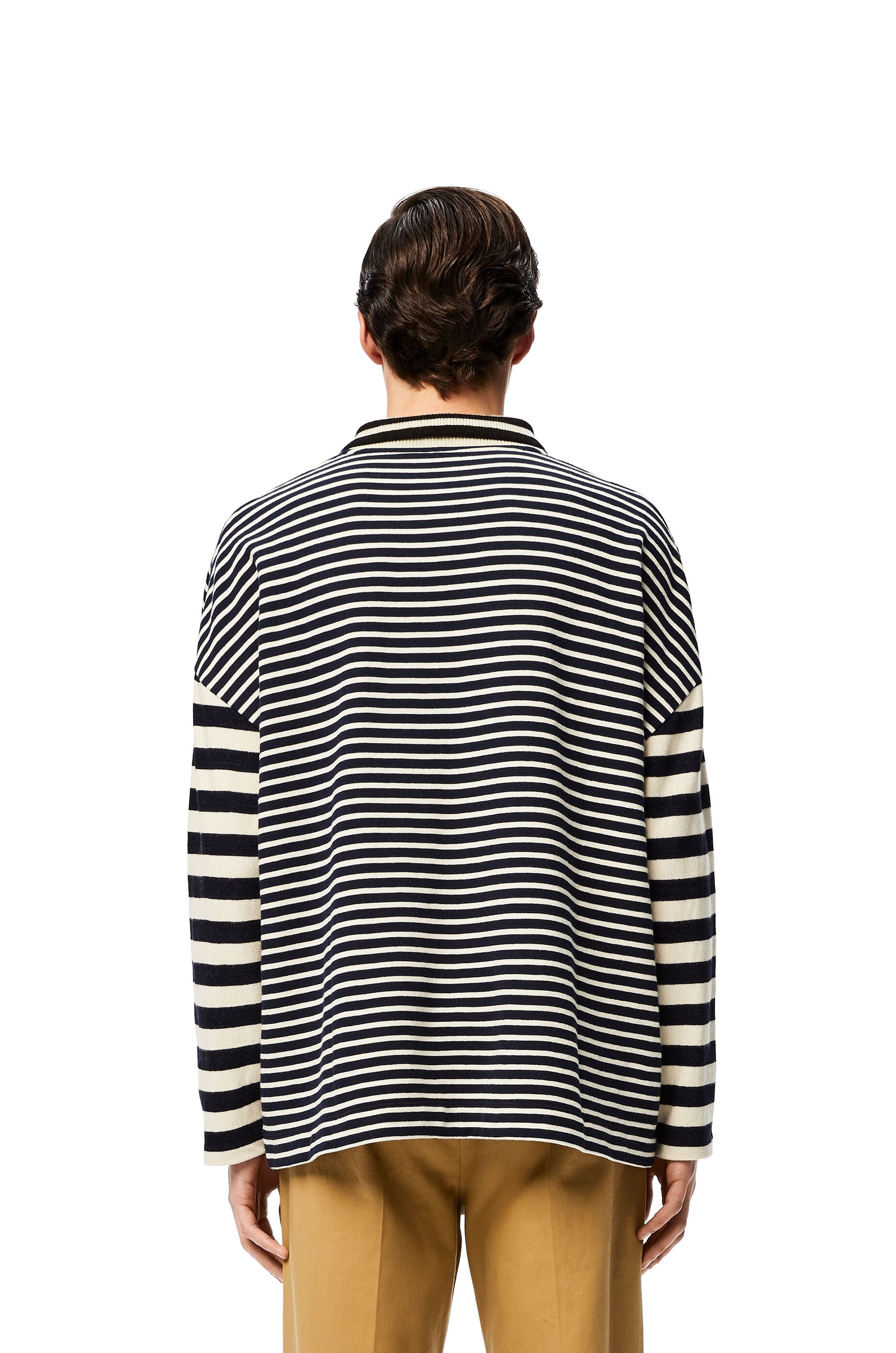 Long sleeve polo in striped cotton - 4