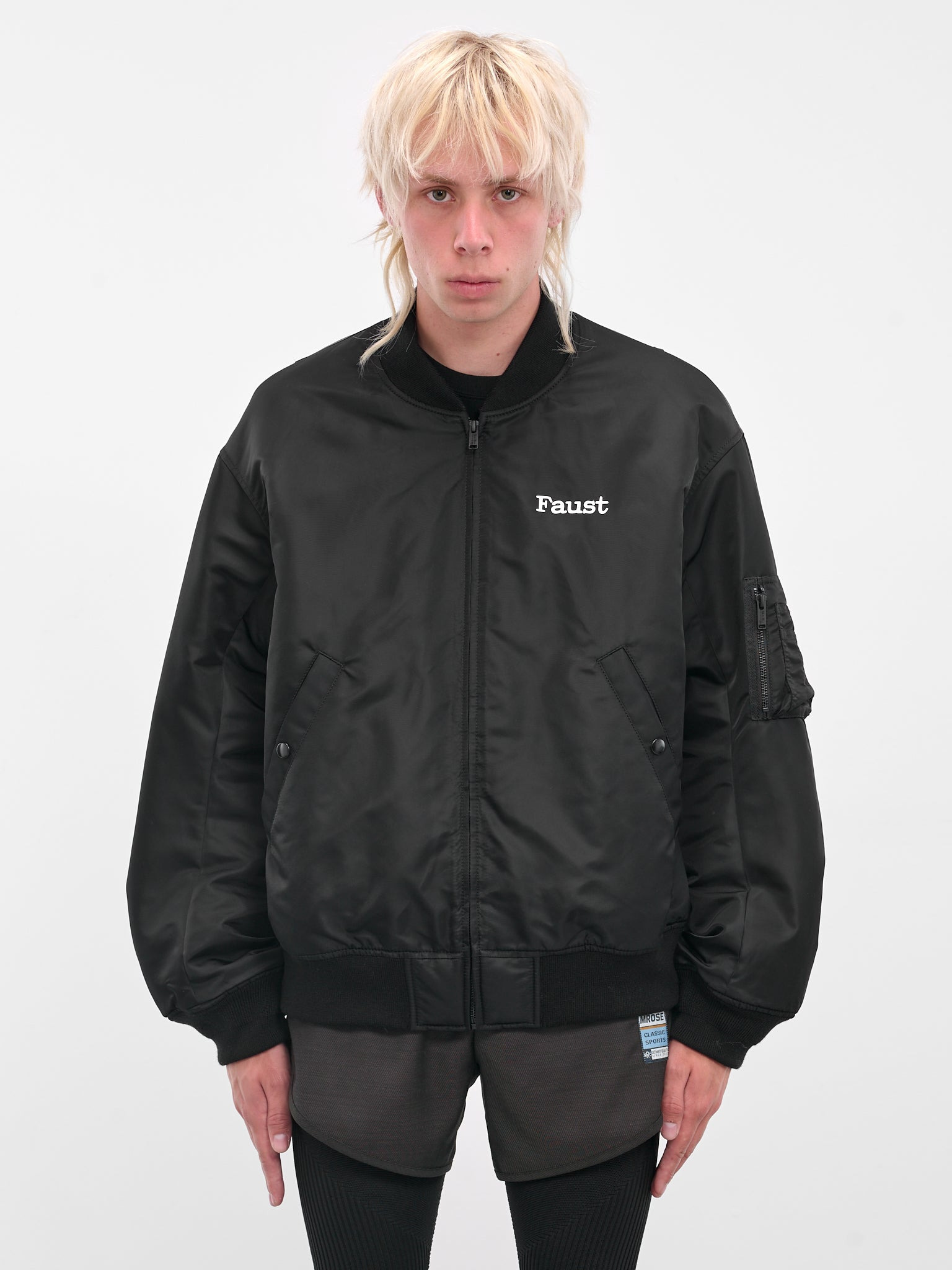 Black Faust Graphic Bomber Jacket - 1