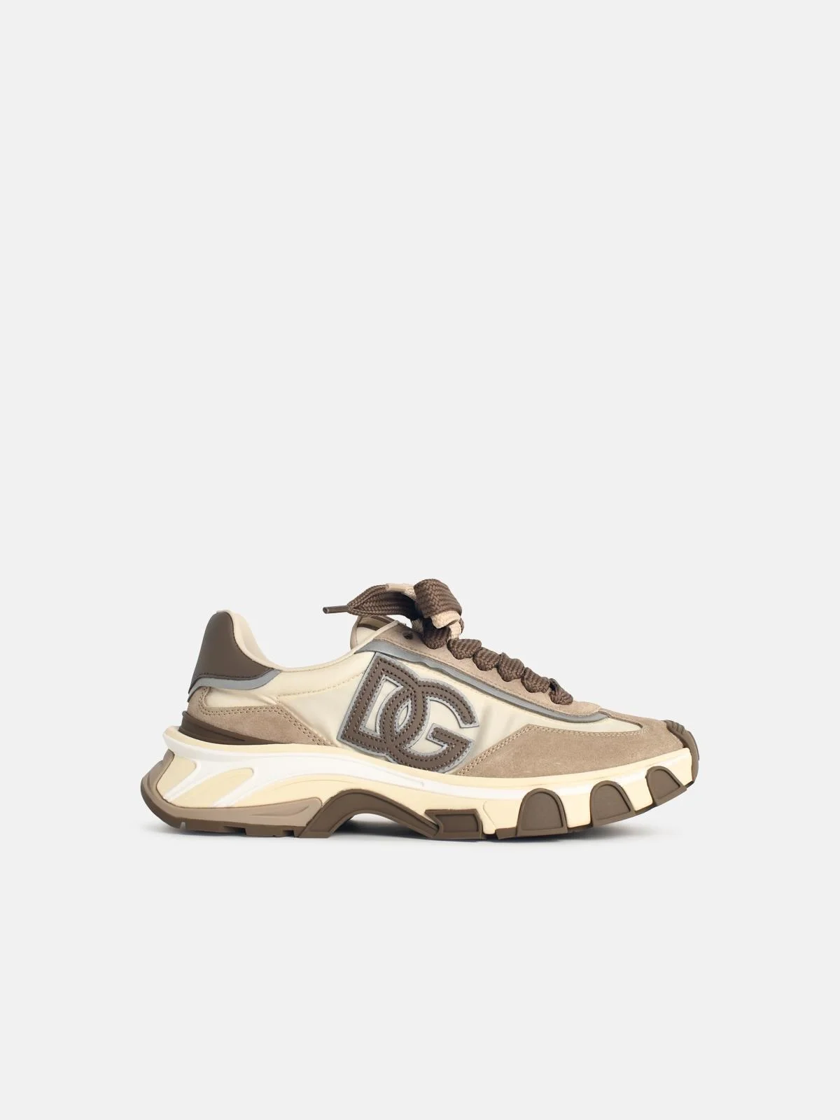 'DG COUNTRY ROAD' BEIGE LEATHER BLEND SNEAKERS - 1