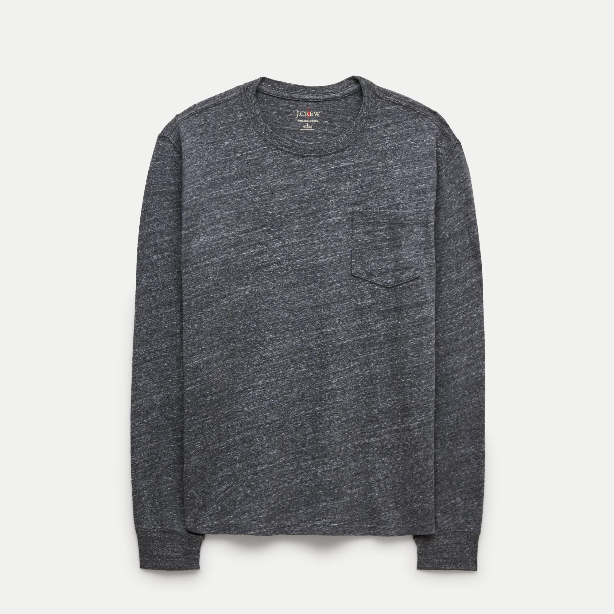 Long-sleeve vintage-wash cotton pocket T-shirt - 1