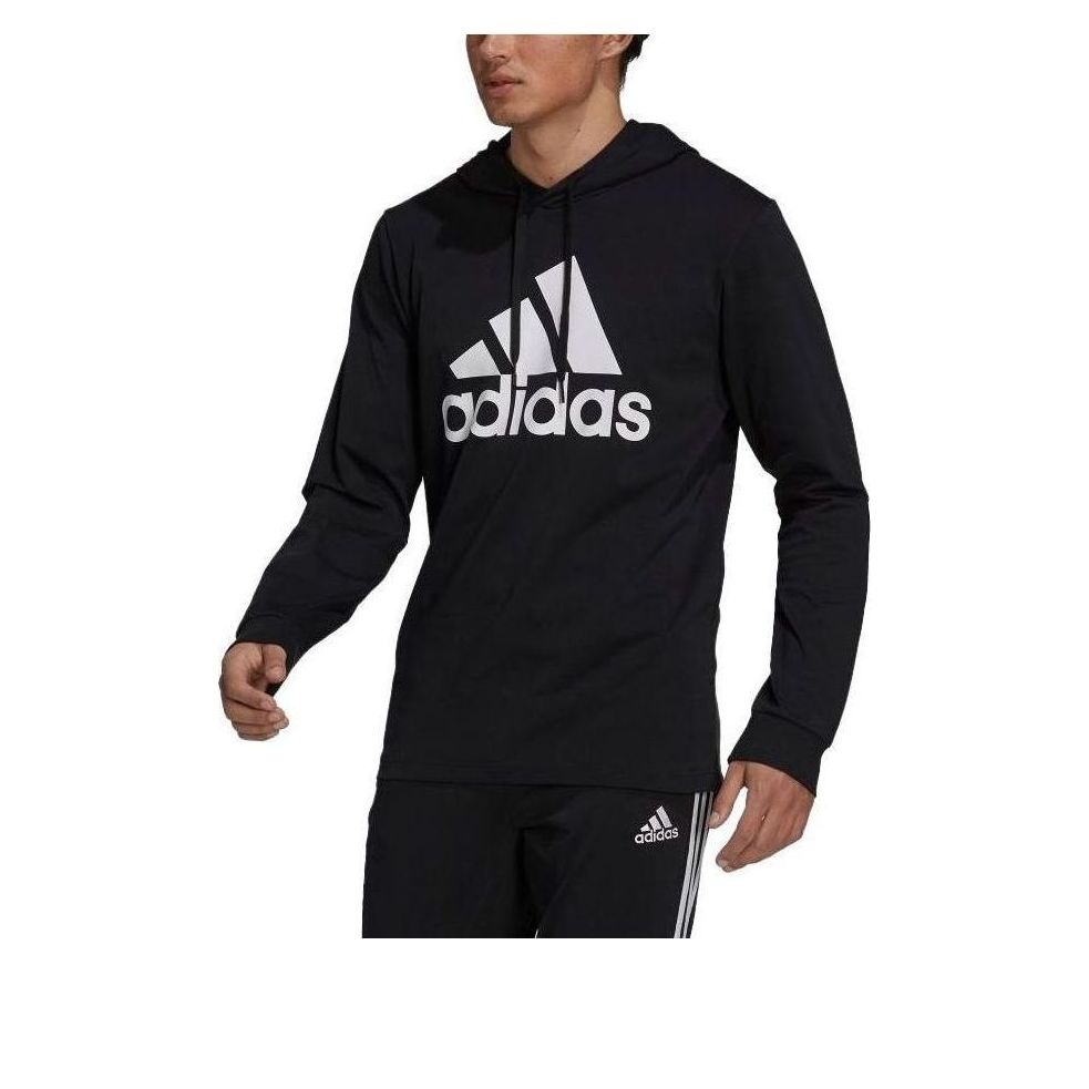 adidas Essentials Logo Hoodie 'Black White' GV5281 - 3