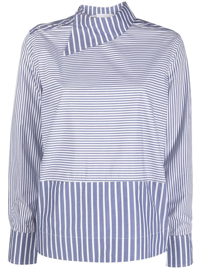 asymmetric-collar striped shirt 1