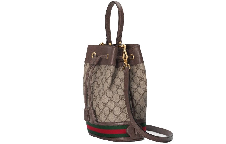 (WMNS) Gucci Ophidia Logo Stripe Webbing Canvas Drawstring handbag Small / Brown Classic 550621-96I3 - 3