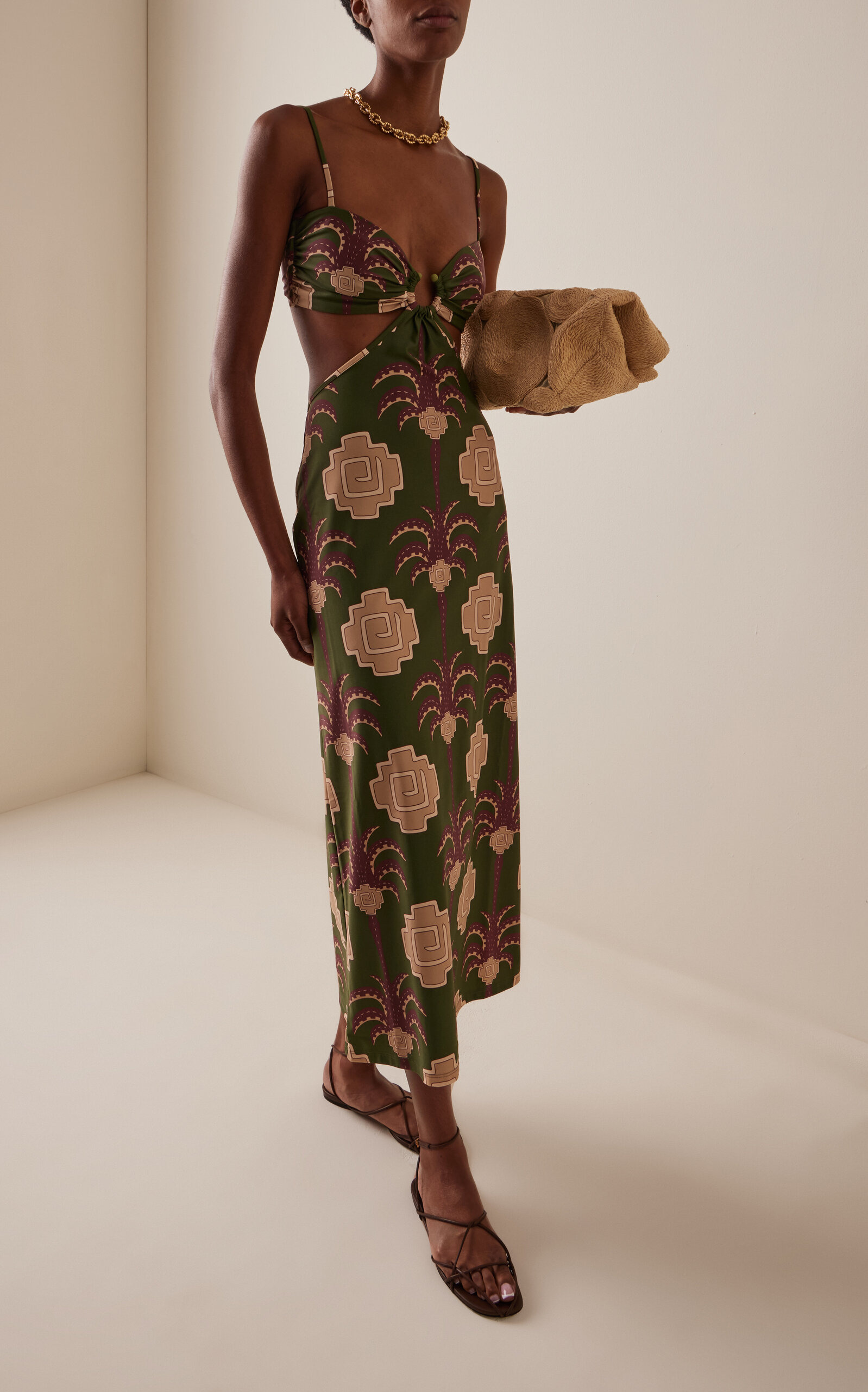 Jungle Geometry Cutout Jersey Midi Dress multi - 2