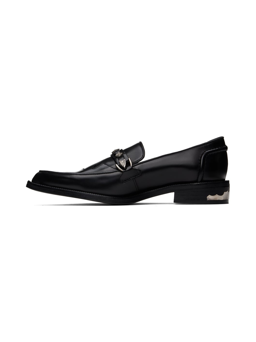 Black Heel Detail Loafers - 3