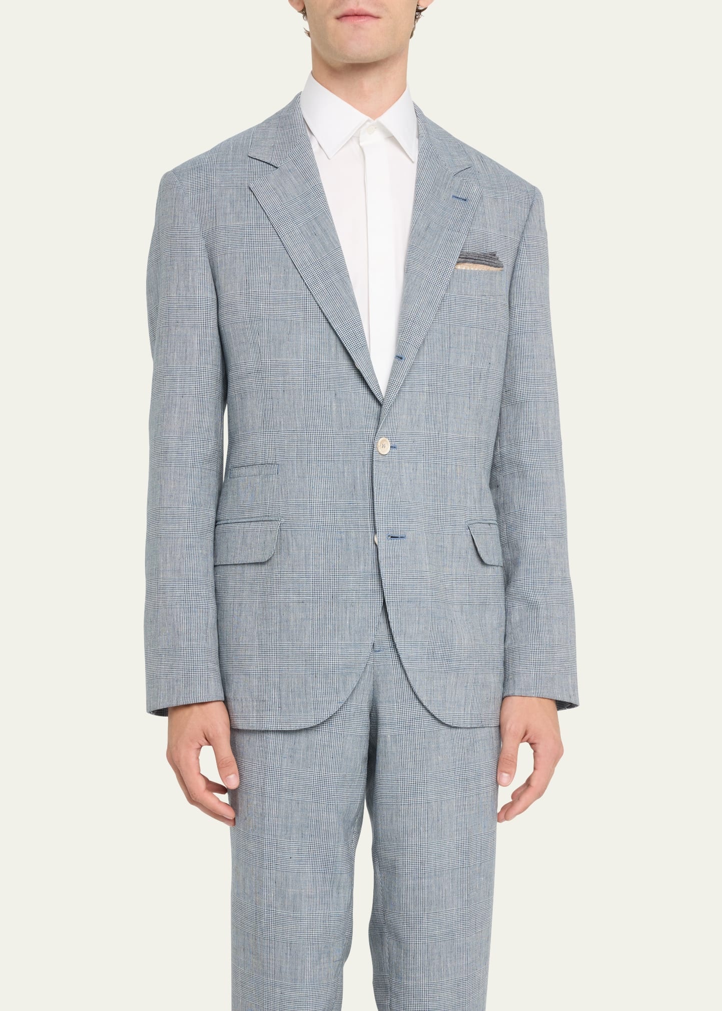 Men's Paid Linen-Wool Suit - 4
