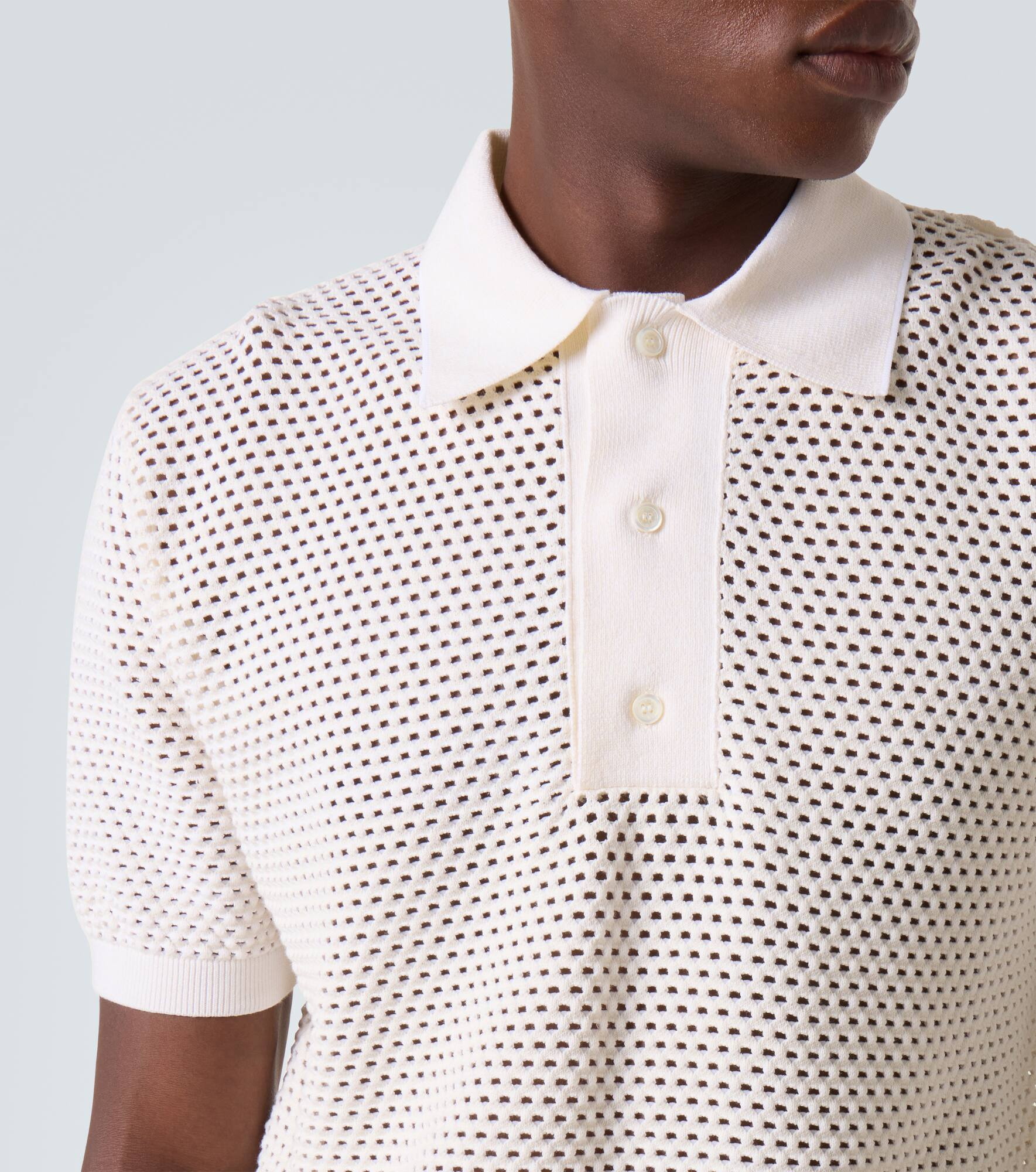 Open-knit cotton-blend polo shirt - 5