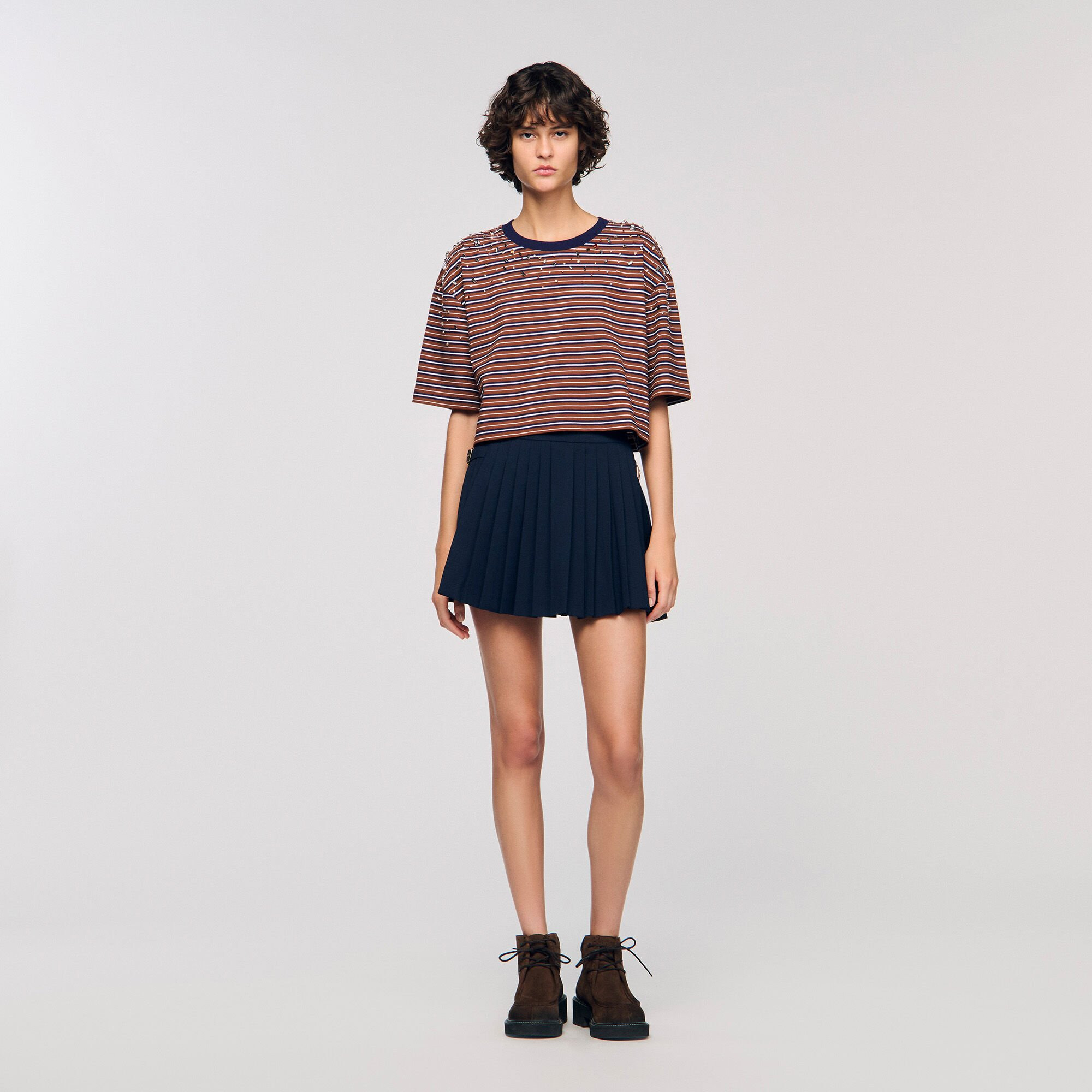 STRIPED RHINESTONE T-SHIRT - 2