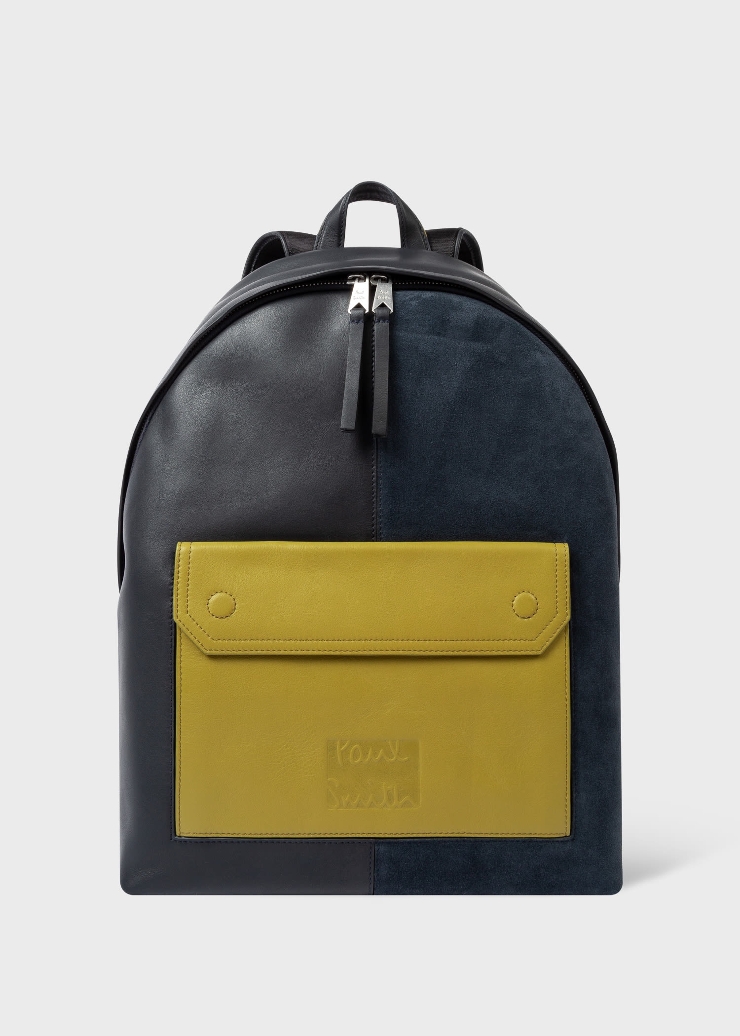 Leather Contrast Pocket Backpack - 1