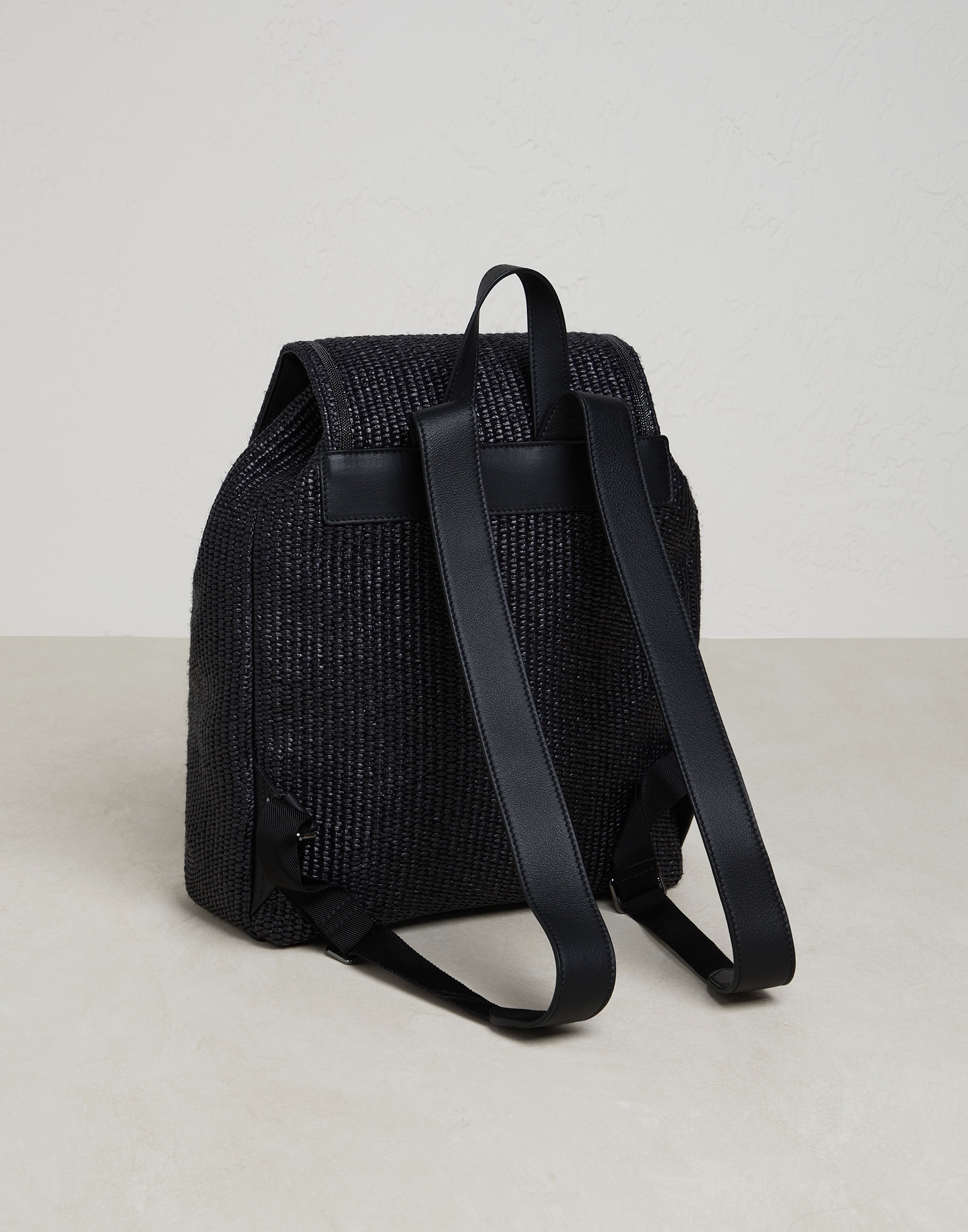 Techno raffia backpack with shiny contour - 2