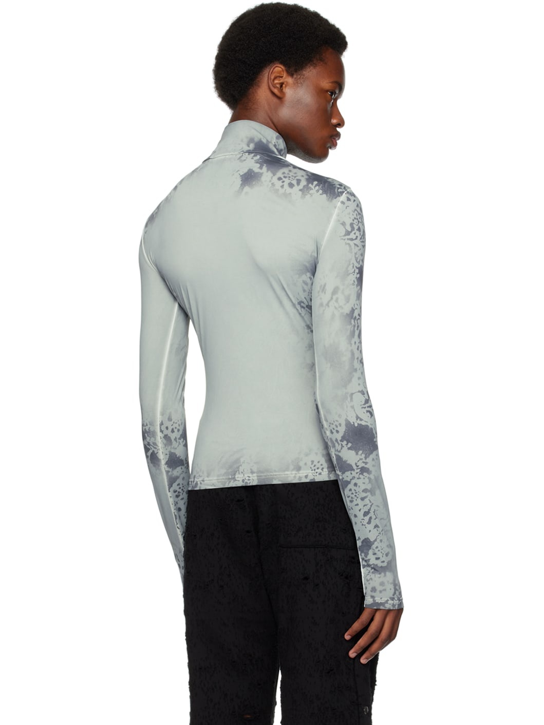 Gray Lace Spray Turtleneck - 3