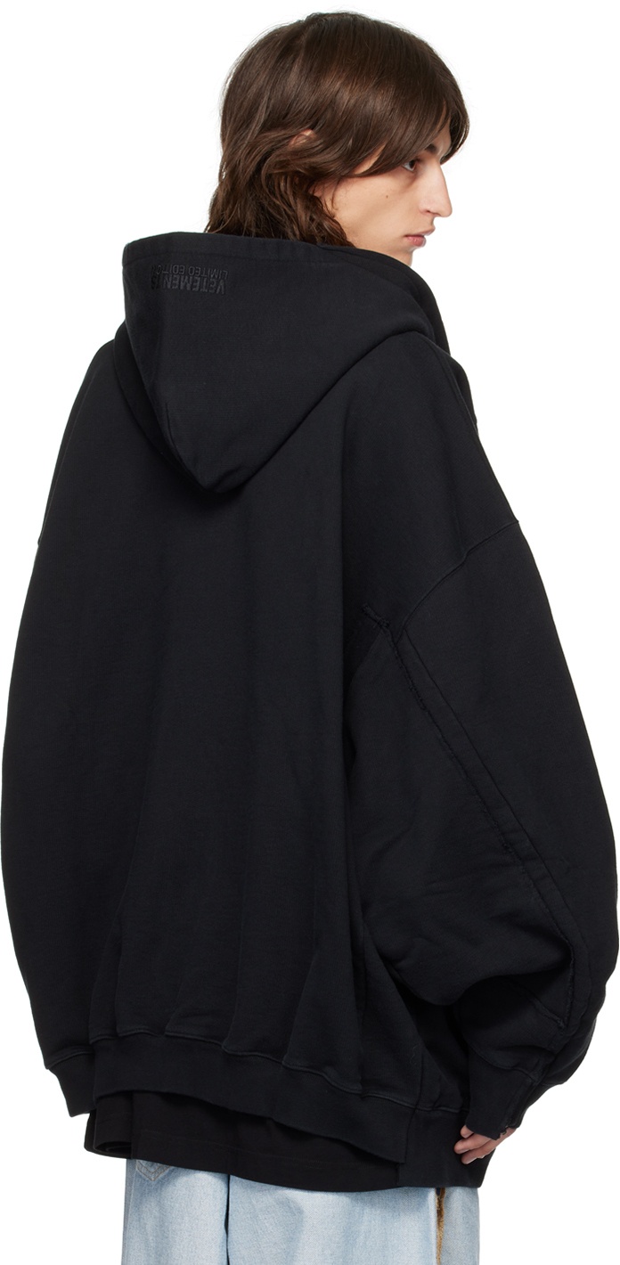 Black Cut-Up Hoodie - 3