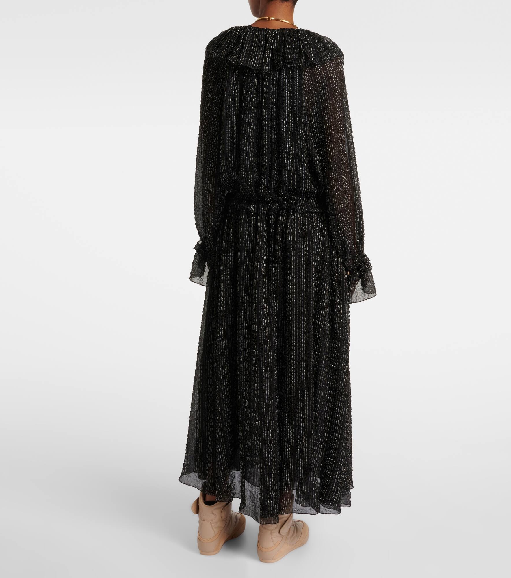 Ruffled gathered silk-blend gown - 3