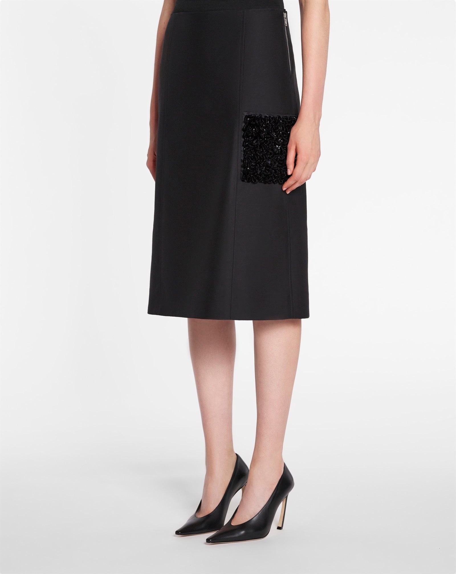 FLARE MIDI SKIRT IN WOOL AND SILK - 3