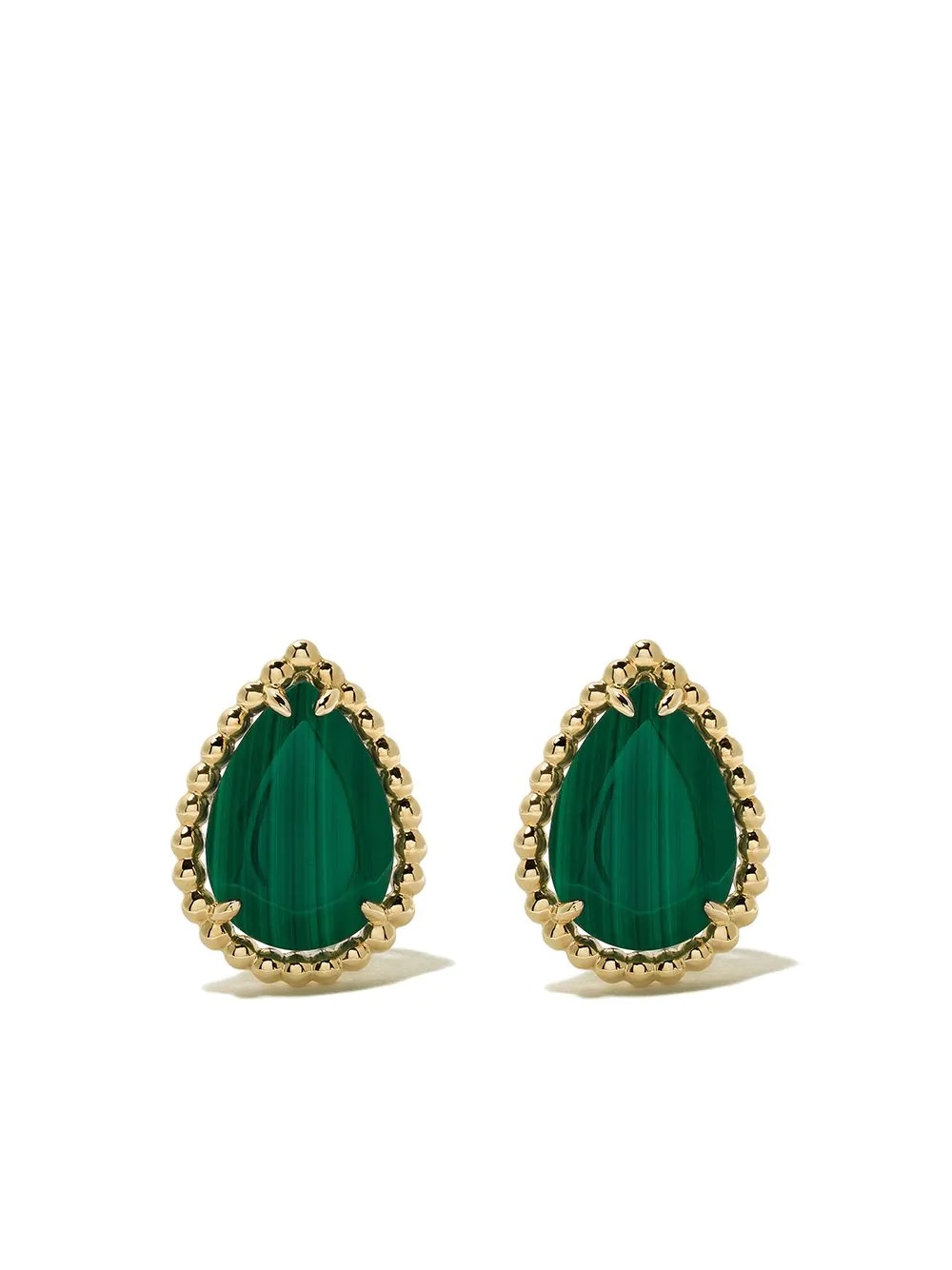 18kt yellow gold Serpent Bohème  malachite S motif teardrop stud earrings - 1