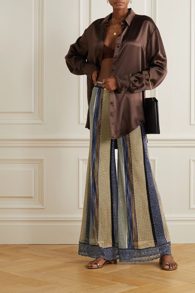 Missoni Crochet-trimmed striped metallic knitted wide-leg pants outlook