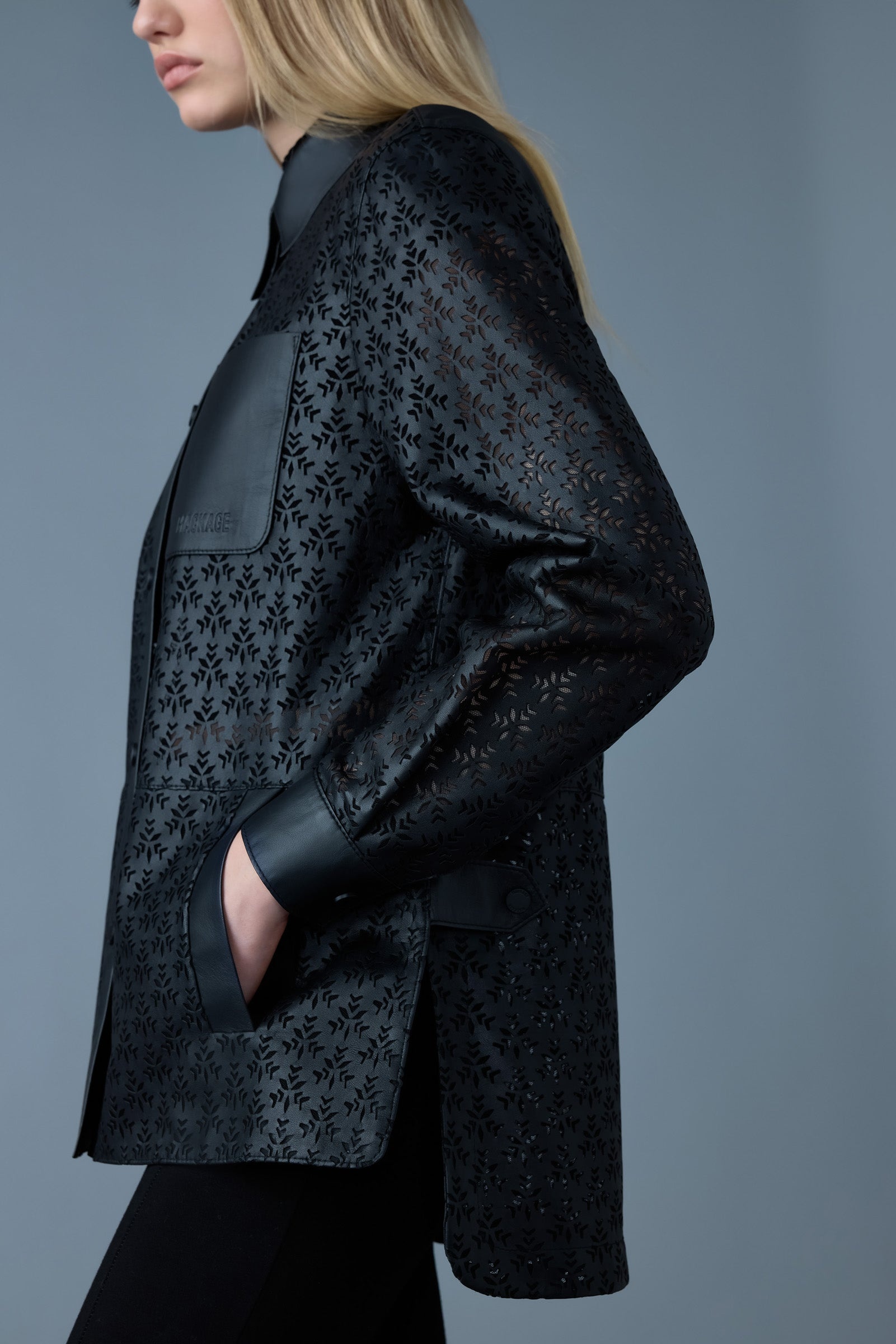 ABELLA Perforated leather overshirt jacket - 5