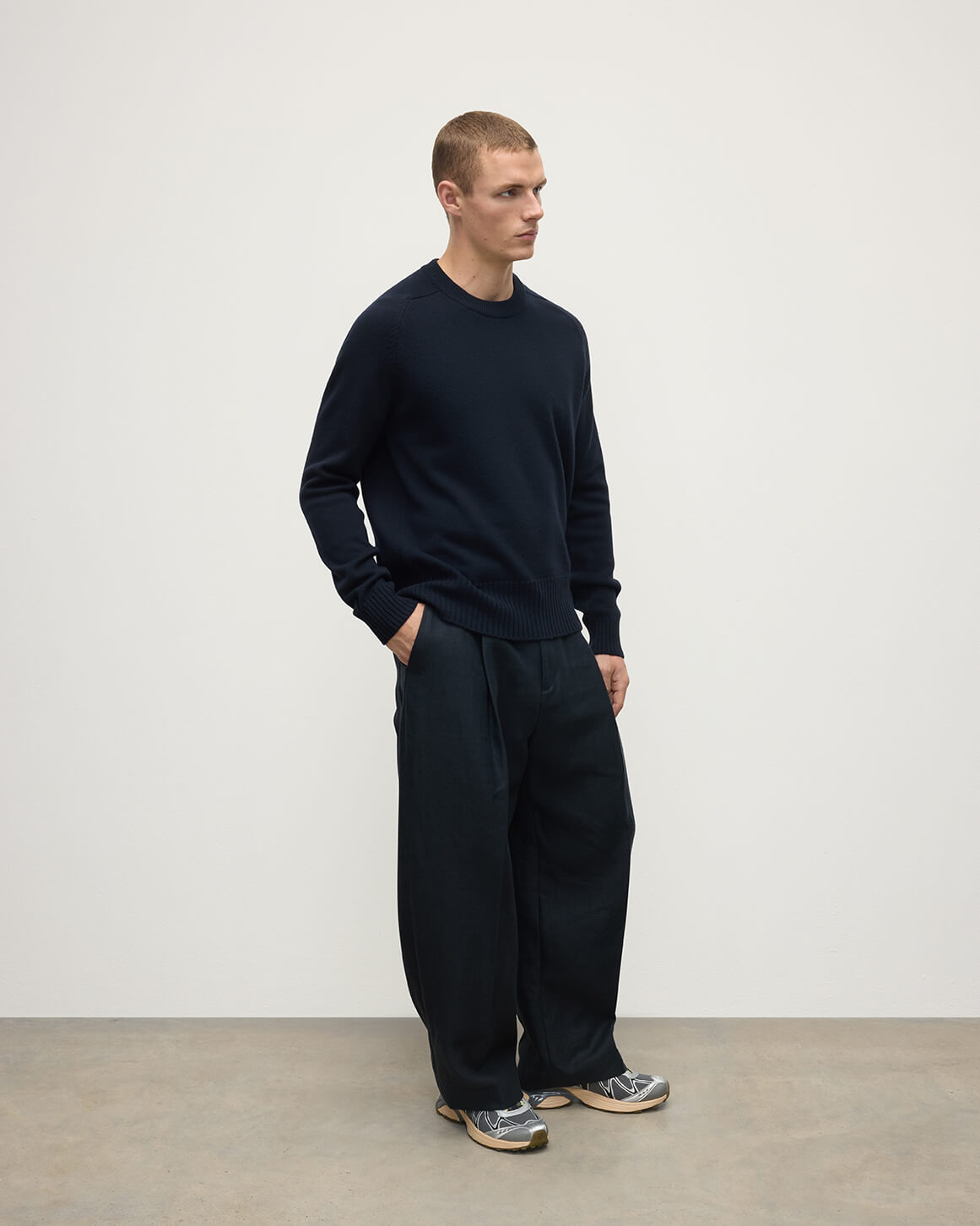 Superfine Merino Relaxed Navy Jumper - 3