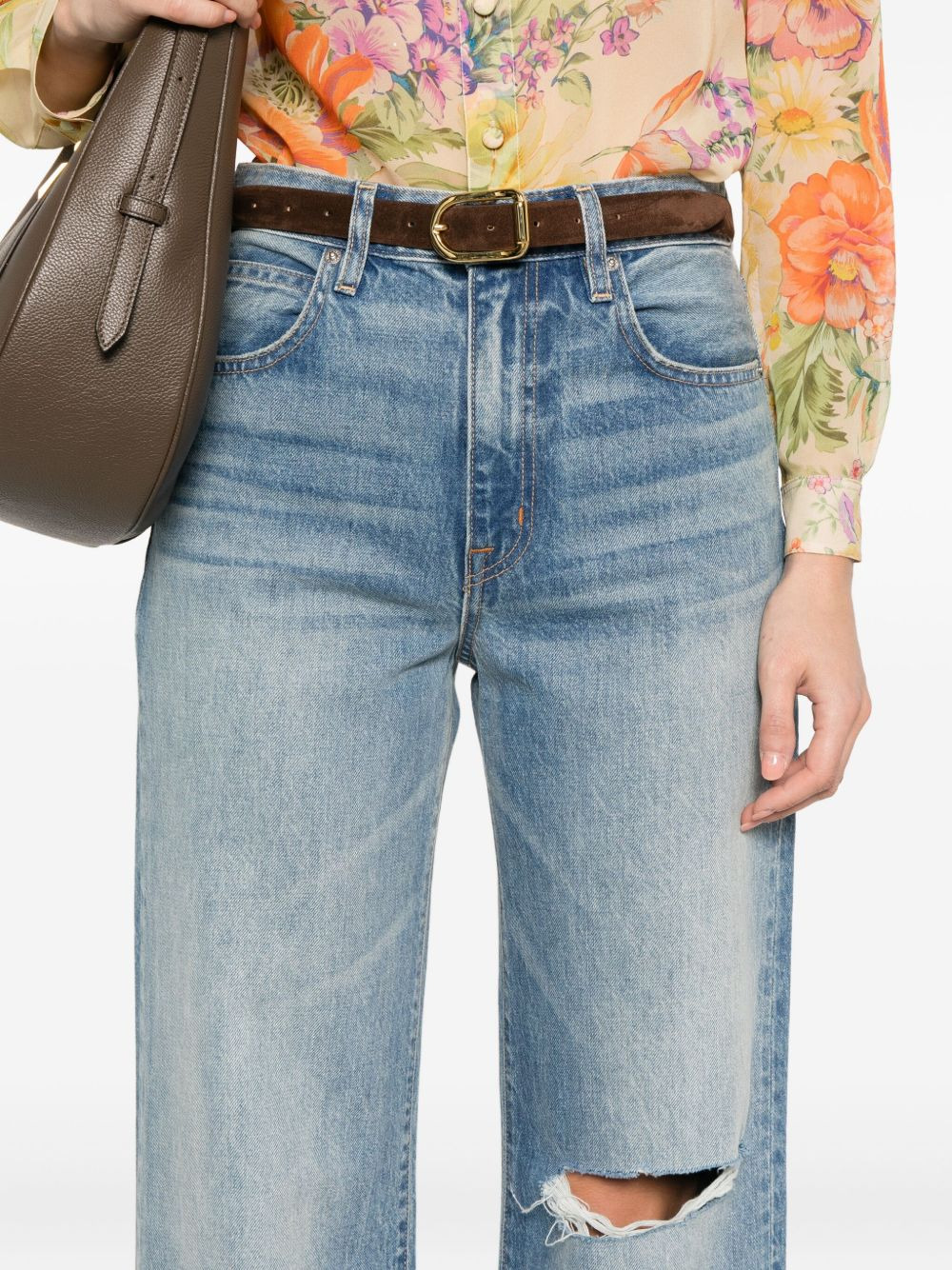 distressed wide-leg jeans - 5
