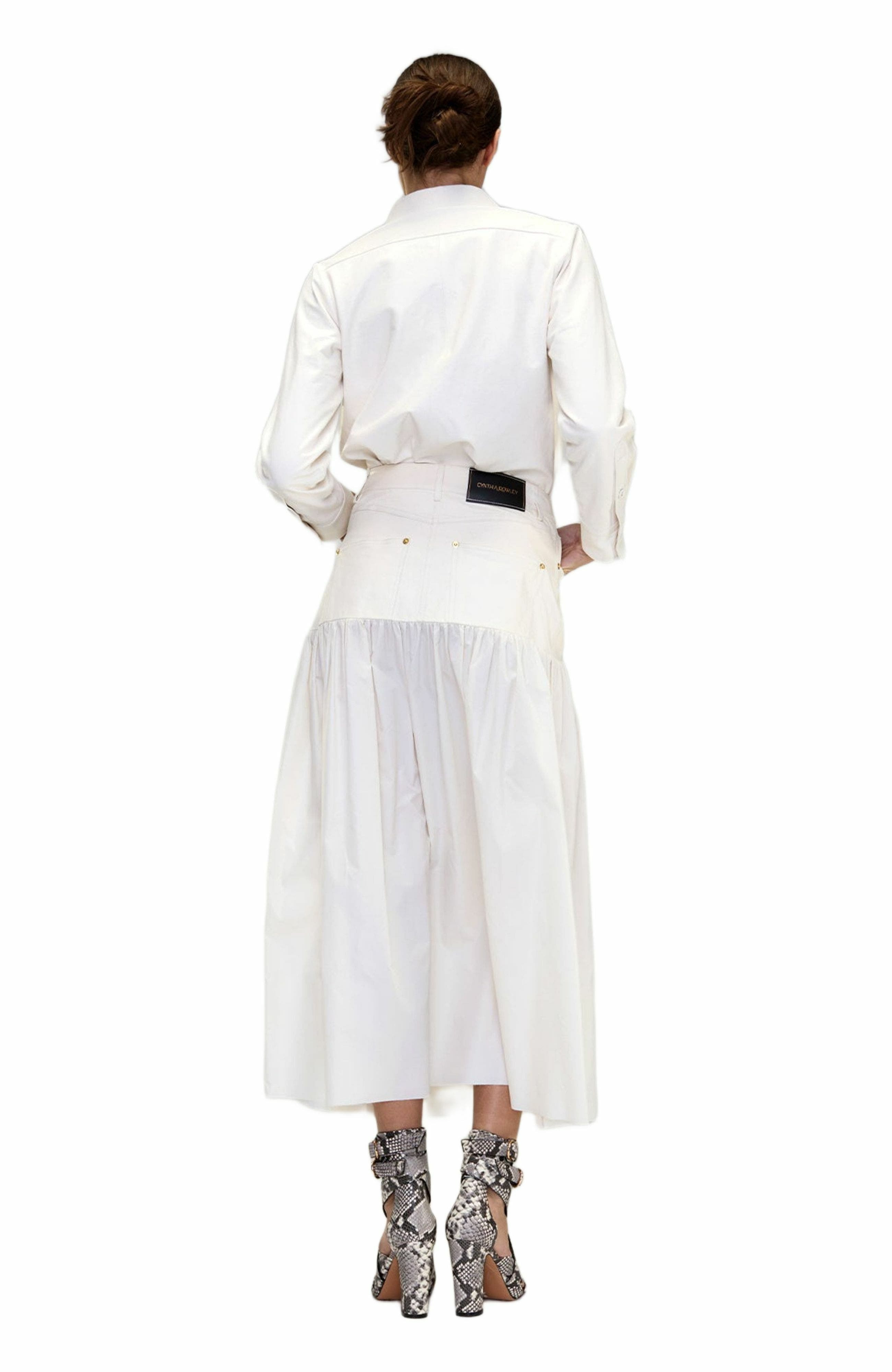 Cynthia Rowley Downtown Leather Nylon Skirt in Off_White at Nordstrom - 3
