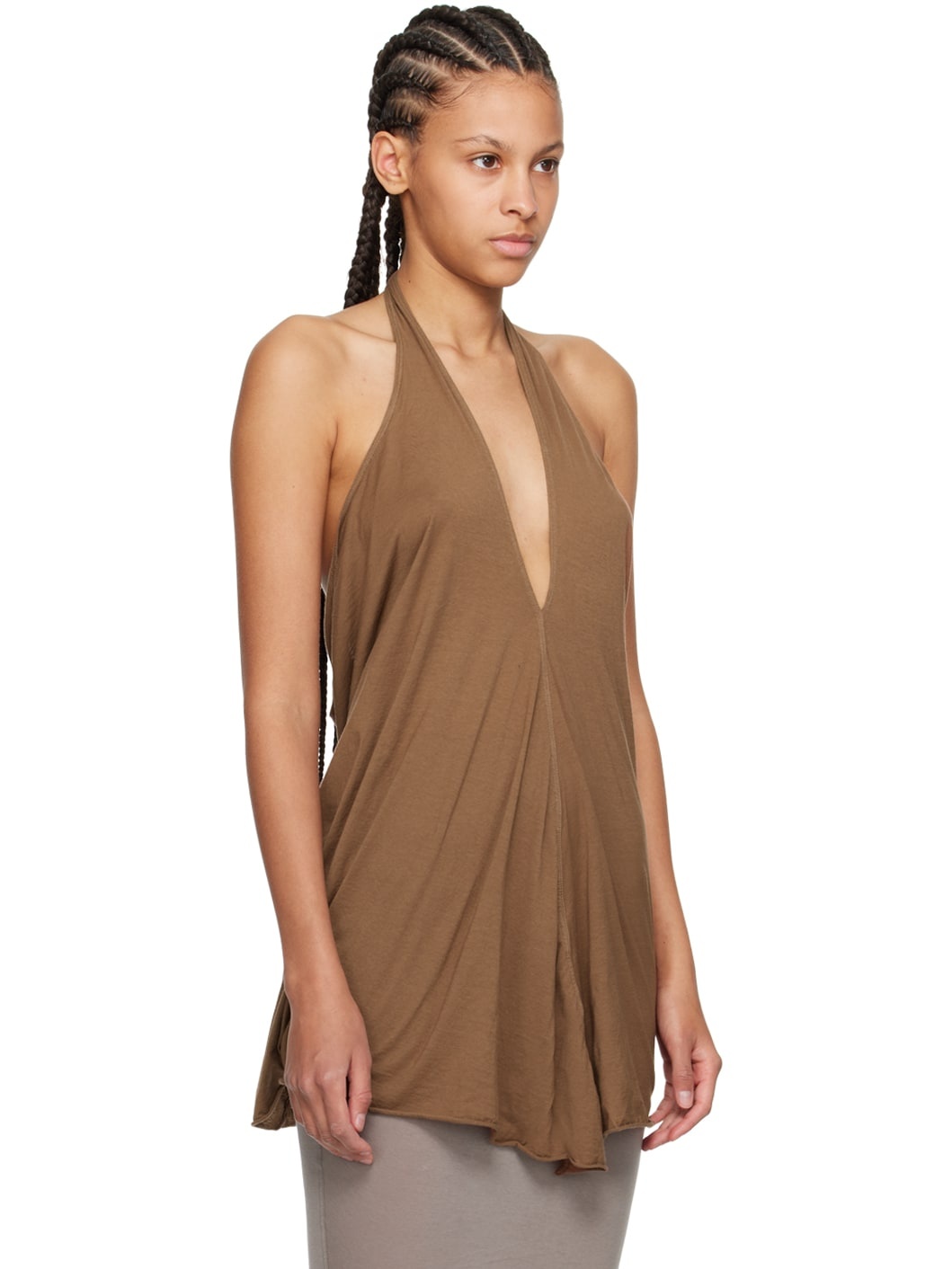 Brown Halter T Tank Top - 2