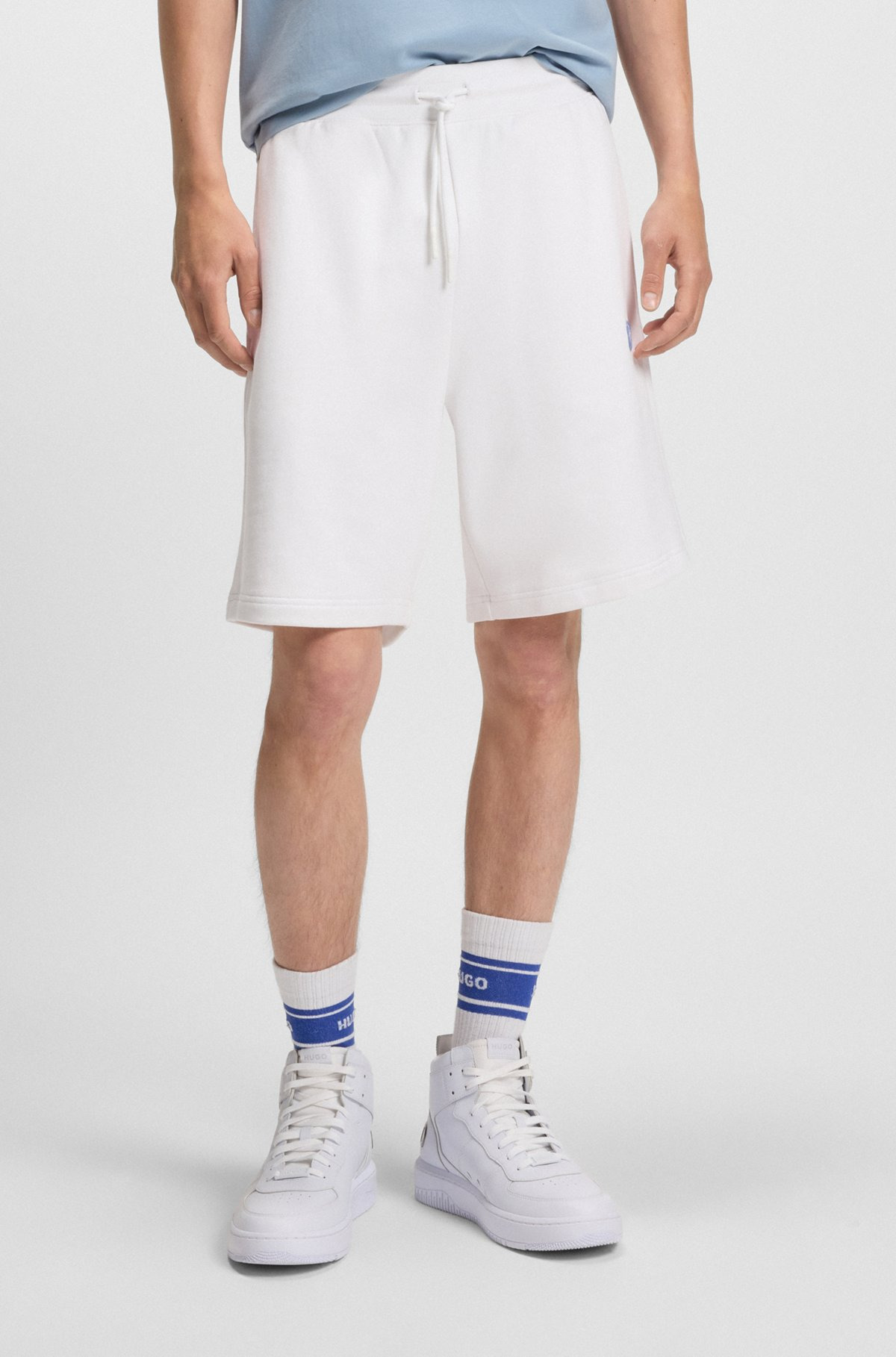COTTON-TERRY SHORTS WITH HAPPY HUGO LOGO - 2