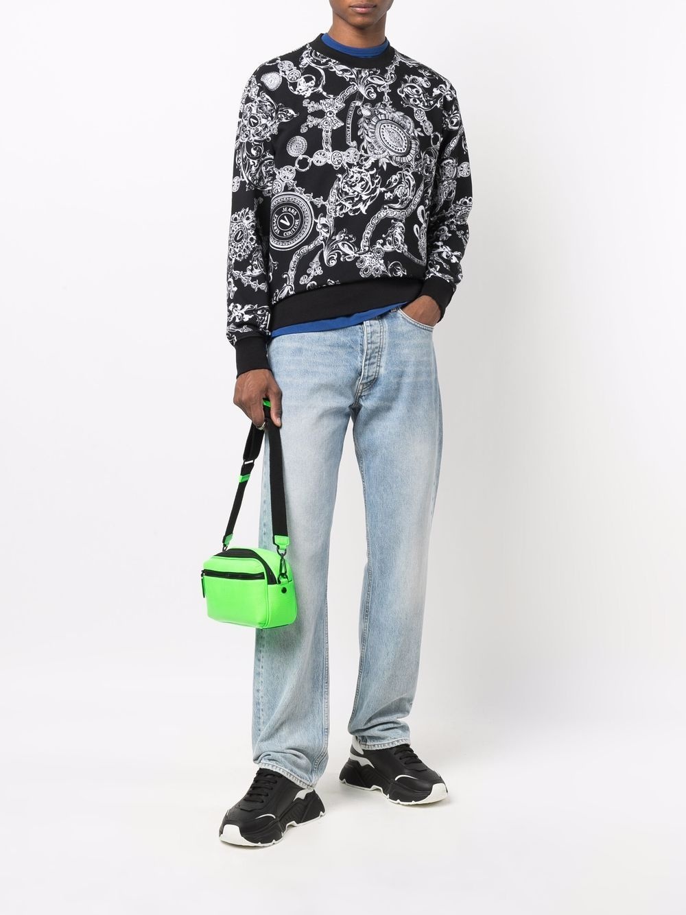 baroque-print crew neck sweatshirt - 2