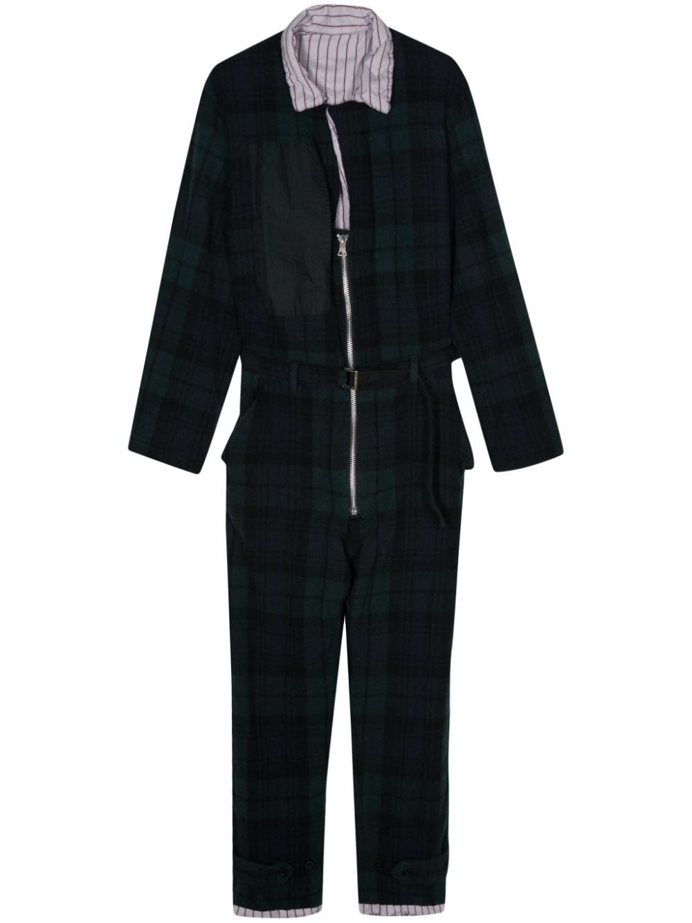 checked flannel jumpsuit - 1