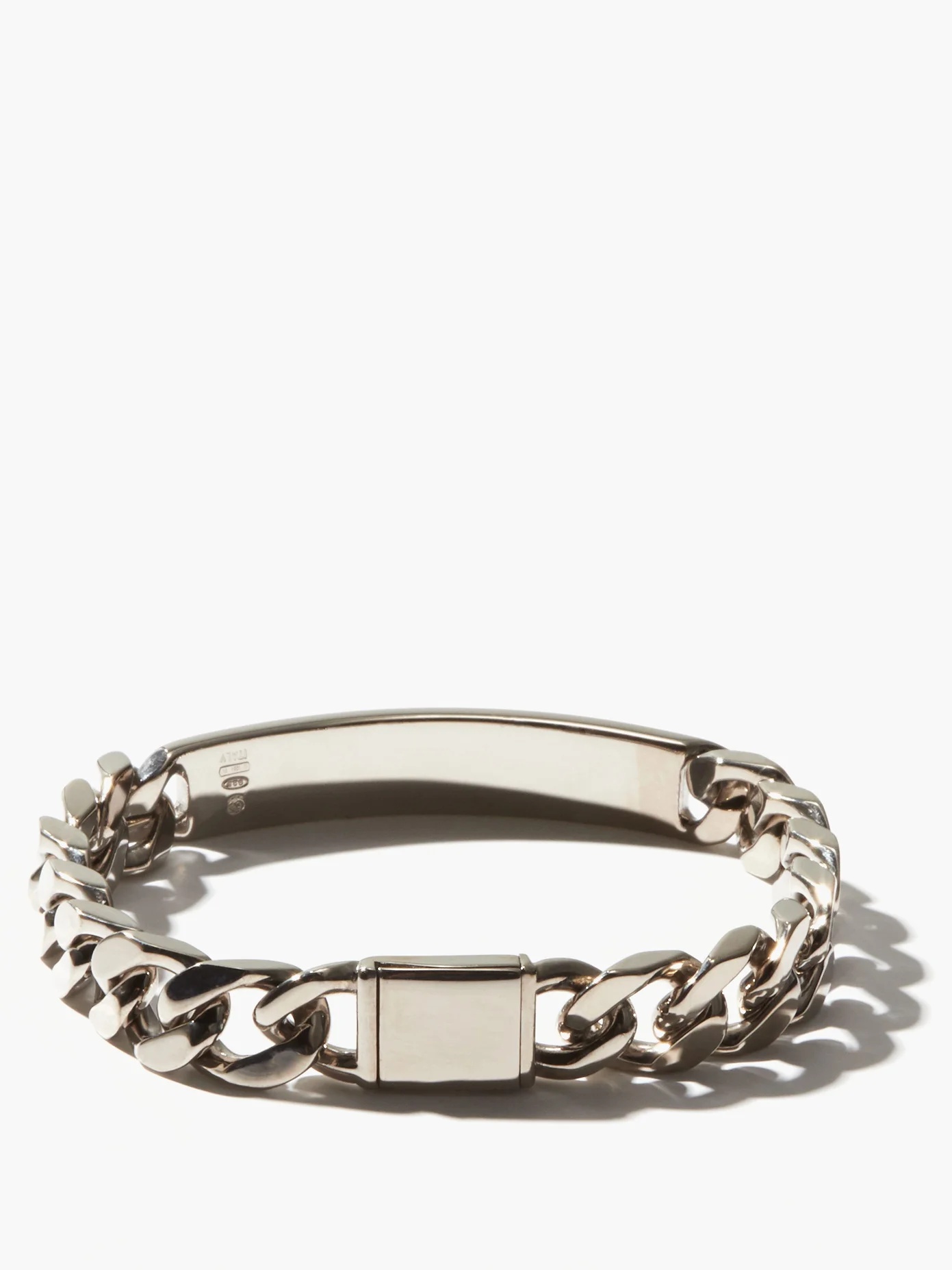 Logo-engraved curb-chain sterling-silver bracelet - 5