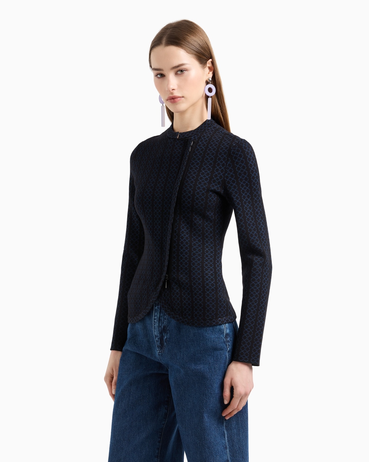 GURU-COLLAR JACKET IN TWO-TONE JACQUARD - 4