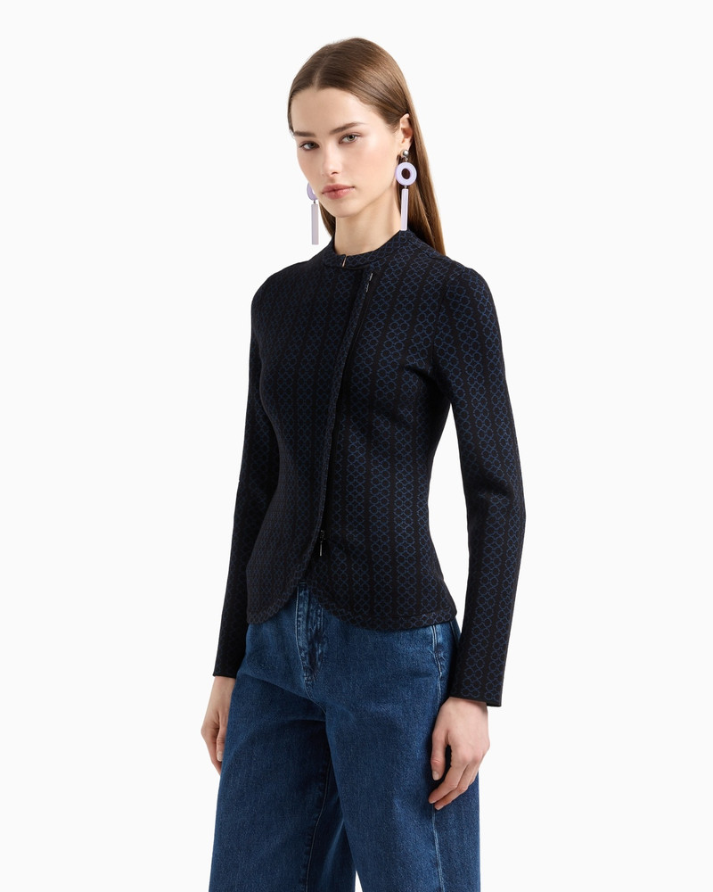 EMPORIO ARMANI GURU-COLLAR JACKET IN TWO-TONE JACQUARD outlook