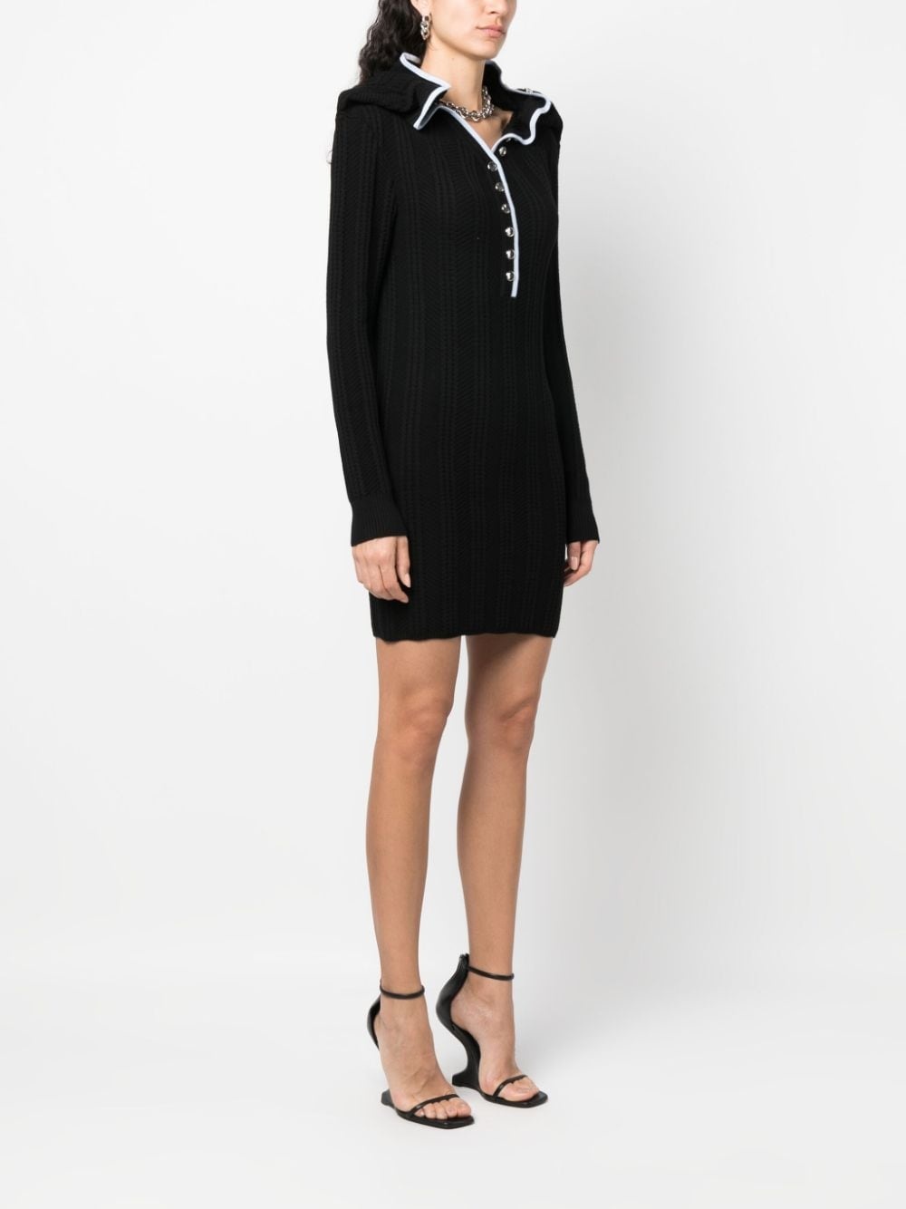 ruffle-collar merino wool minidress - 3