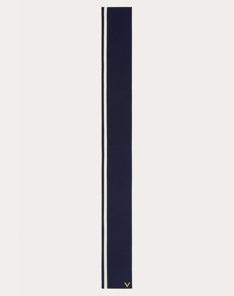 WOOL SCARF WITH METAL V APPLIQUÉ 3