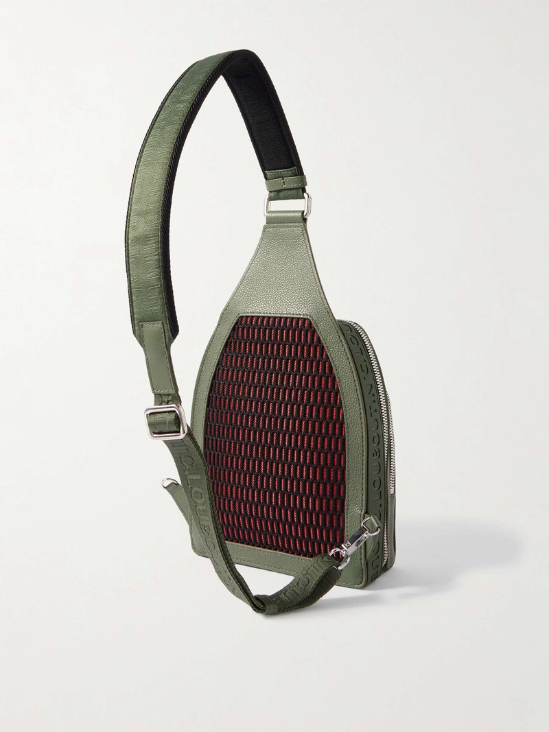 Logo-Debossed Mesh-Trimmed Leather Sling Backpack 4