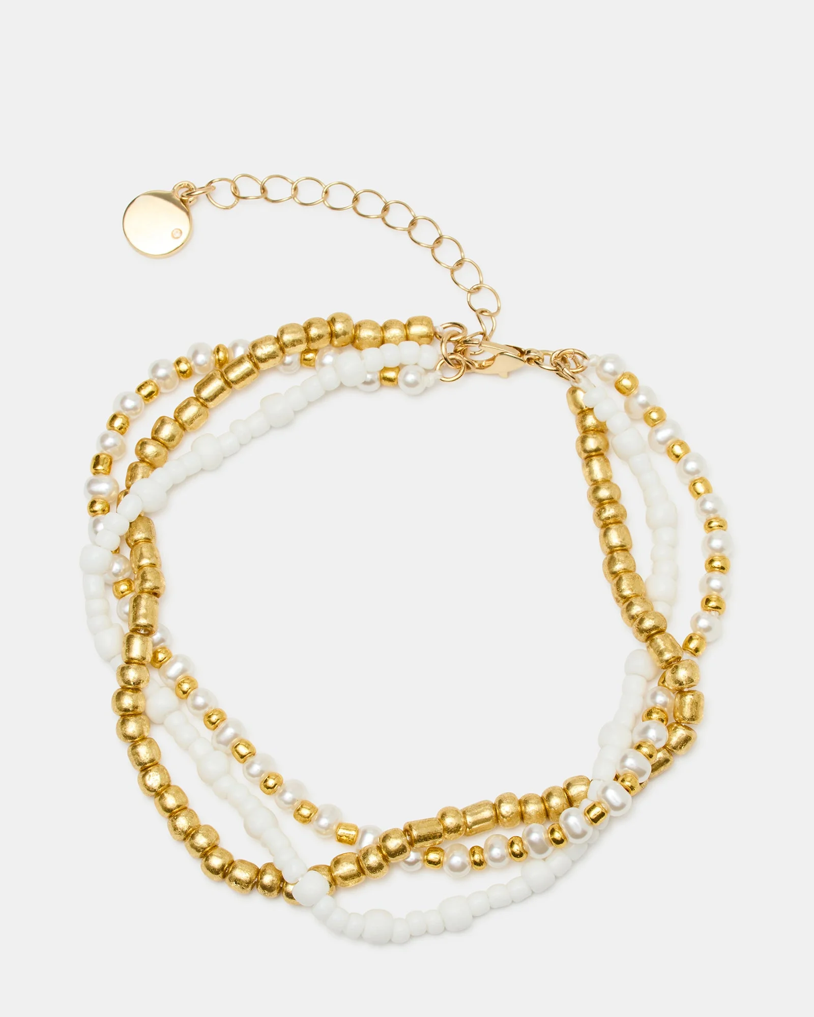 MIXED BEAD ANKLET SET PEARL - 1