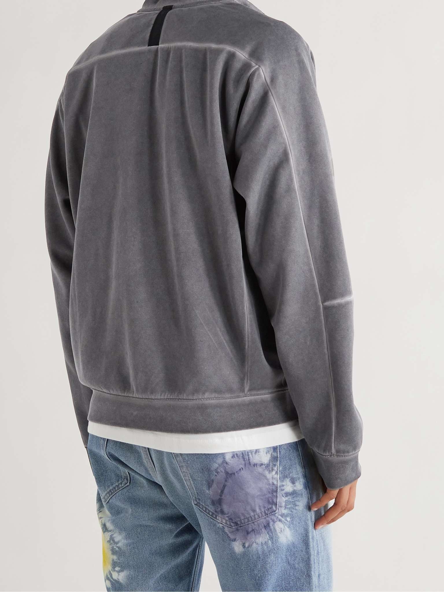 Grosgrain-Trimmed Garment-Dyed Recycled Jersey Zip-Up Sweatshirt - 4