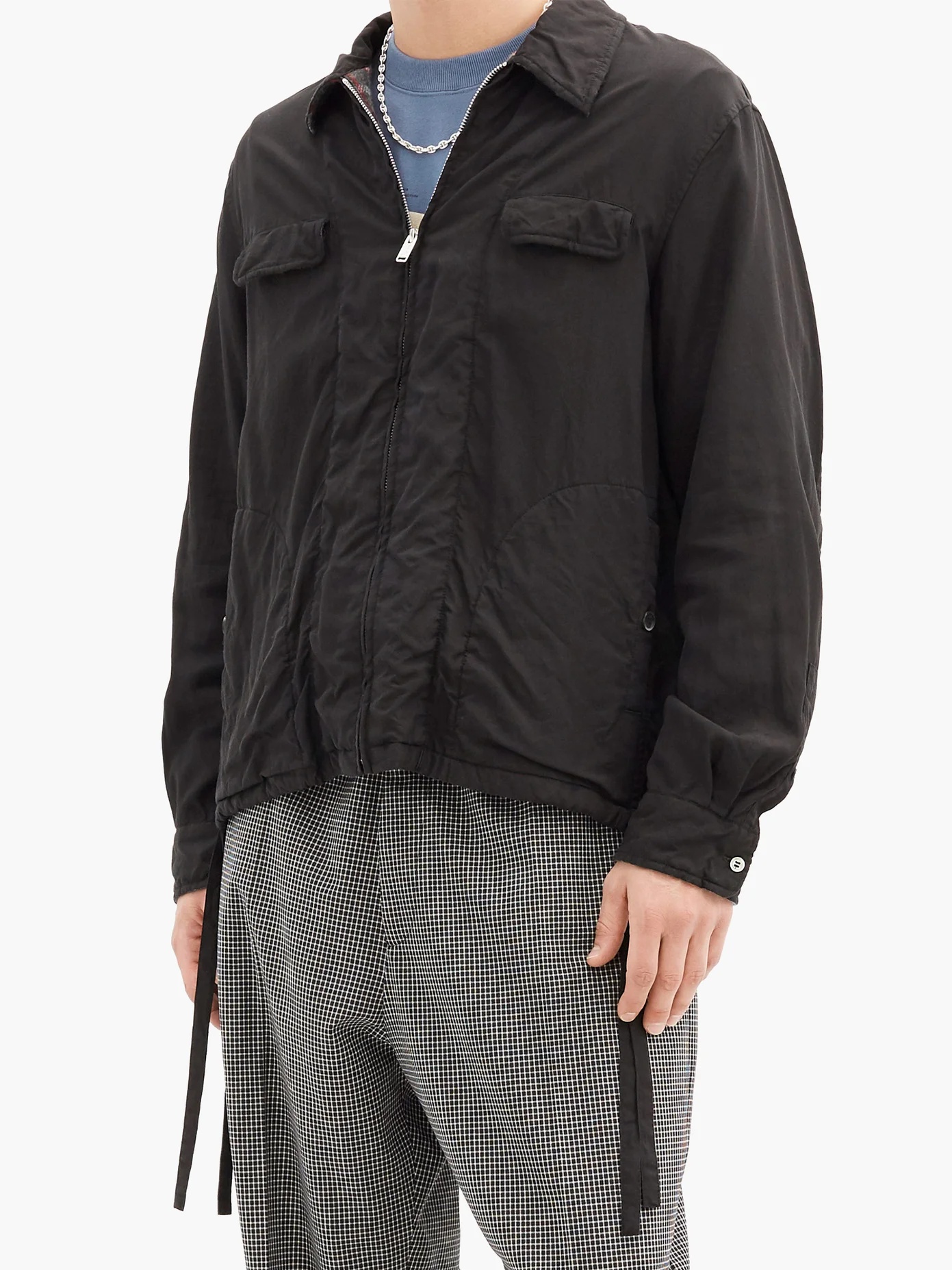 Drawcord-hem wool-twill jacket - 6