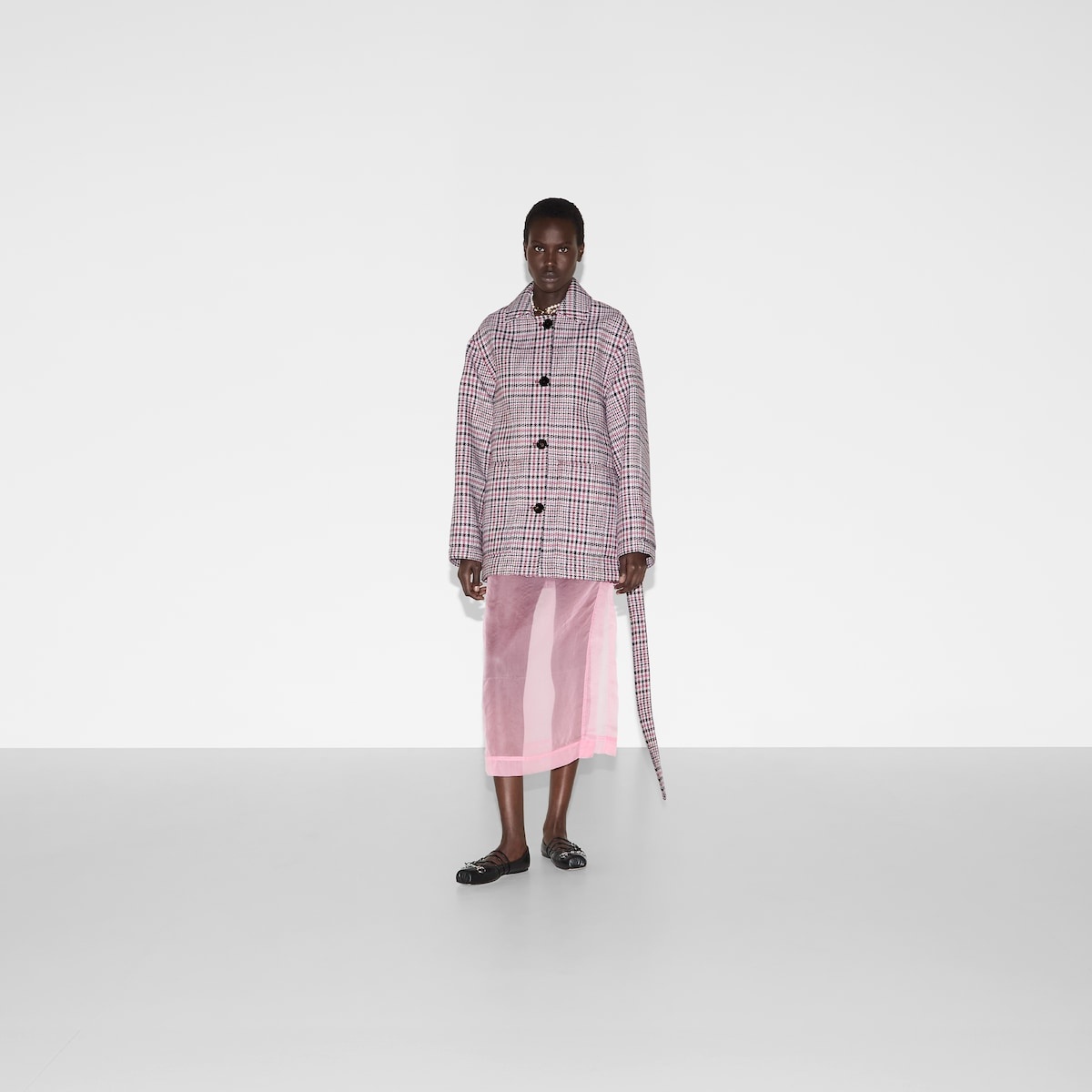 Check wool crêpe jacket - 2