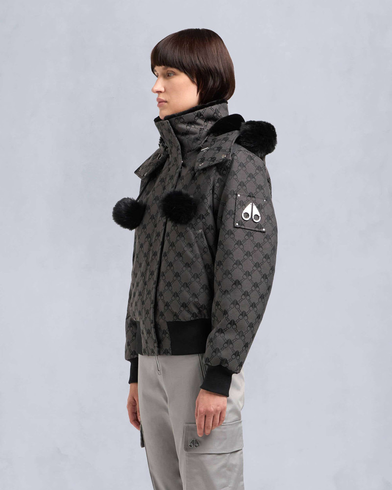 DEBBIE MONOGRAM SHEARLING BOMBER JACKET 3