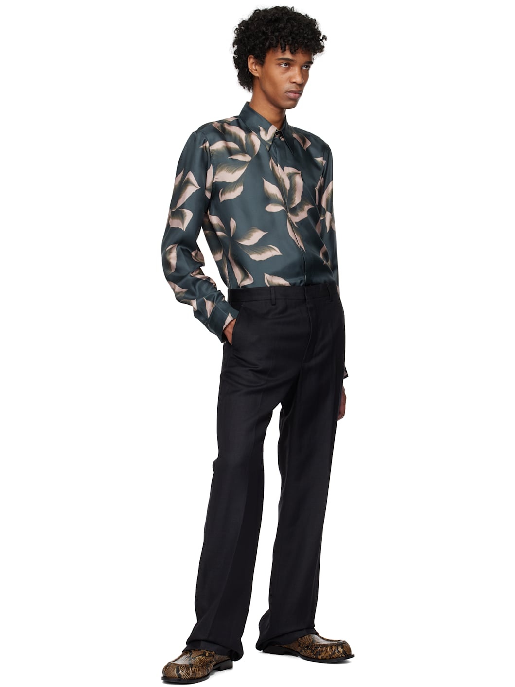 Navy Silk Shirt - 5