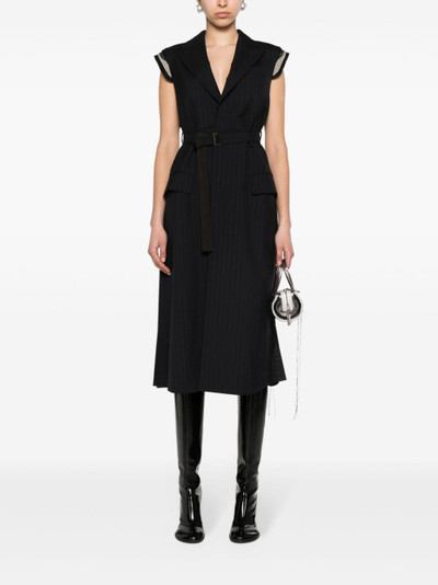 sacai pinstriped deconstructed coat dress outlook