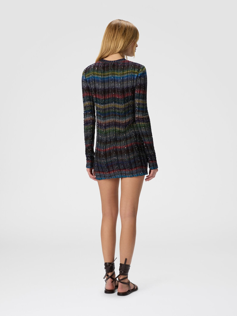 Crew neck sweater with wave pattern 3