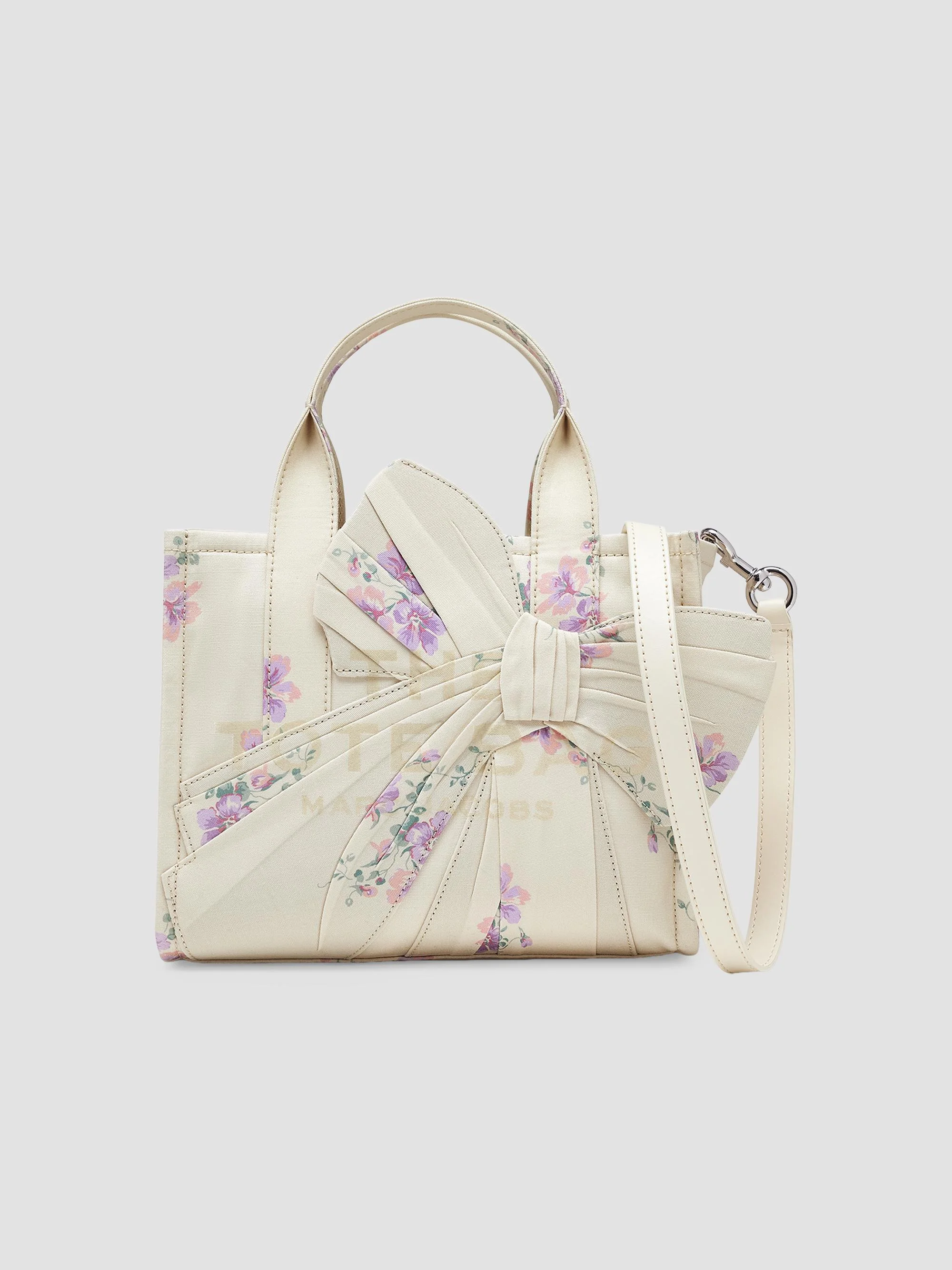 Women's Small Floral Canvas Tote Bag - Cream - 1