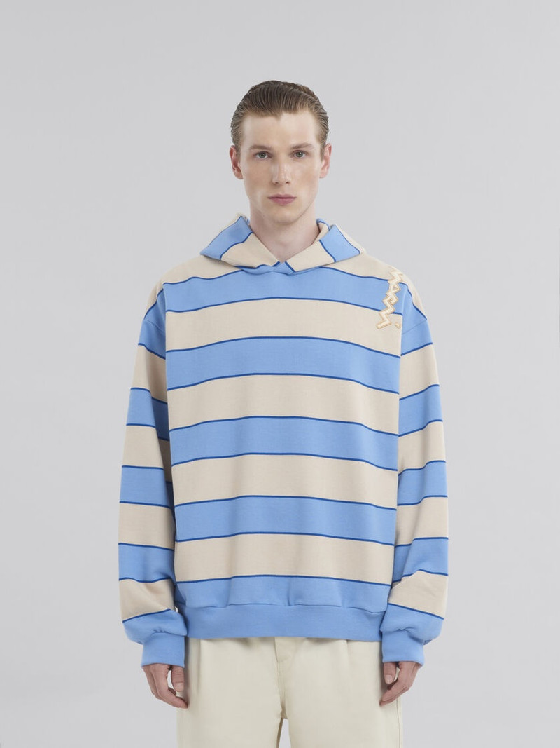 Marni LIGHT BLUE AND BEIGE OVERSIZED HOODIE outlook