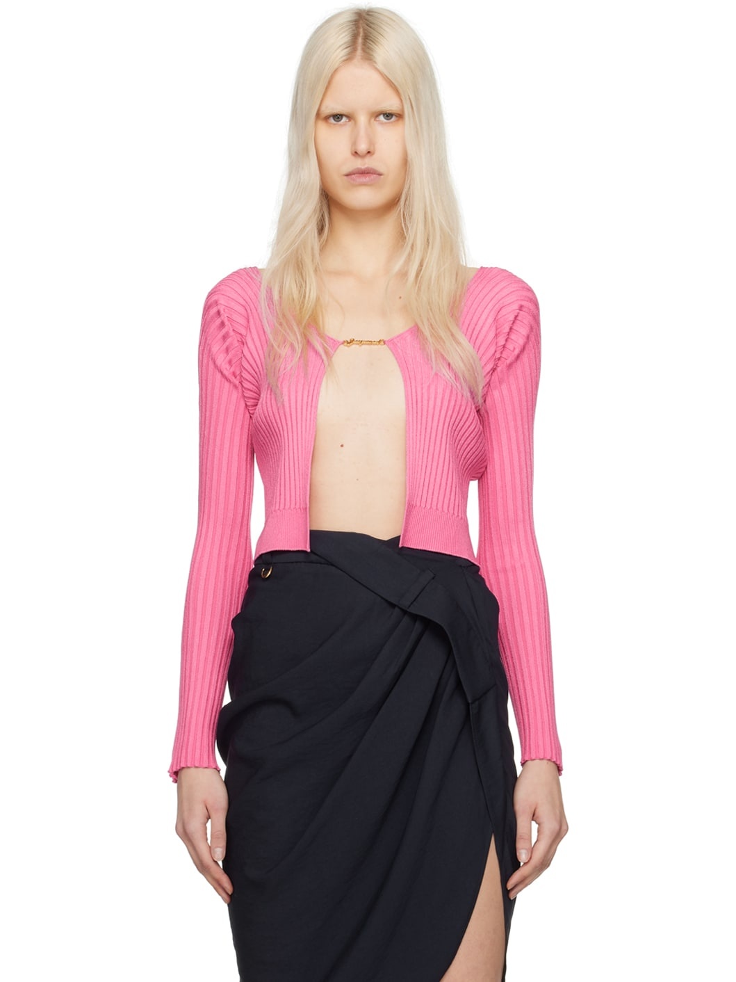 Pink Le Raphia 'La Maille Pralu Longue' Cardigan - 1