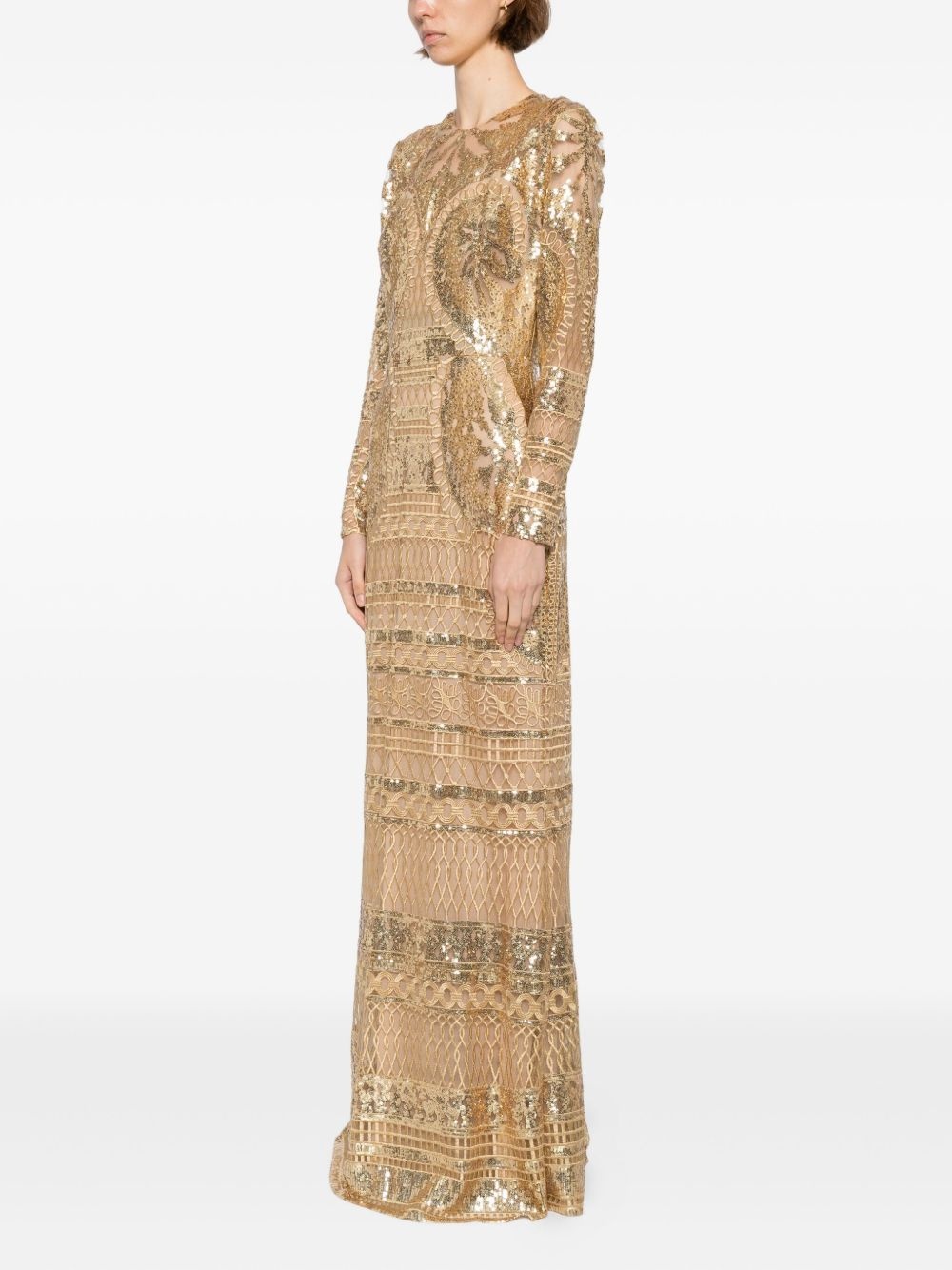 embroidered tulle long dress - 3