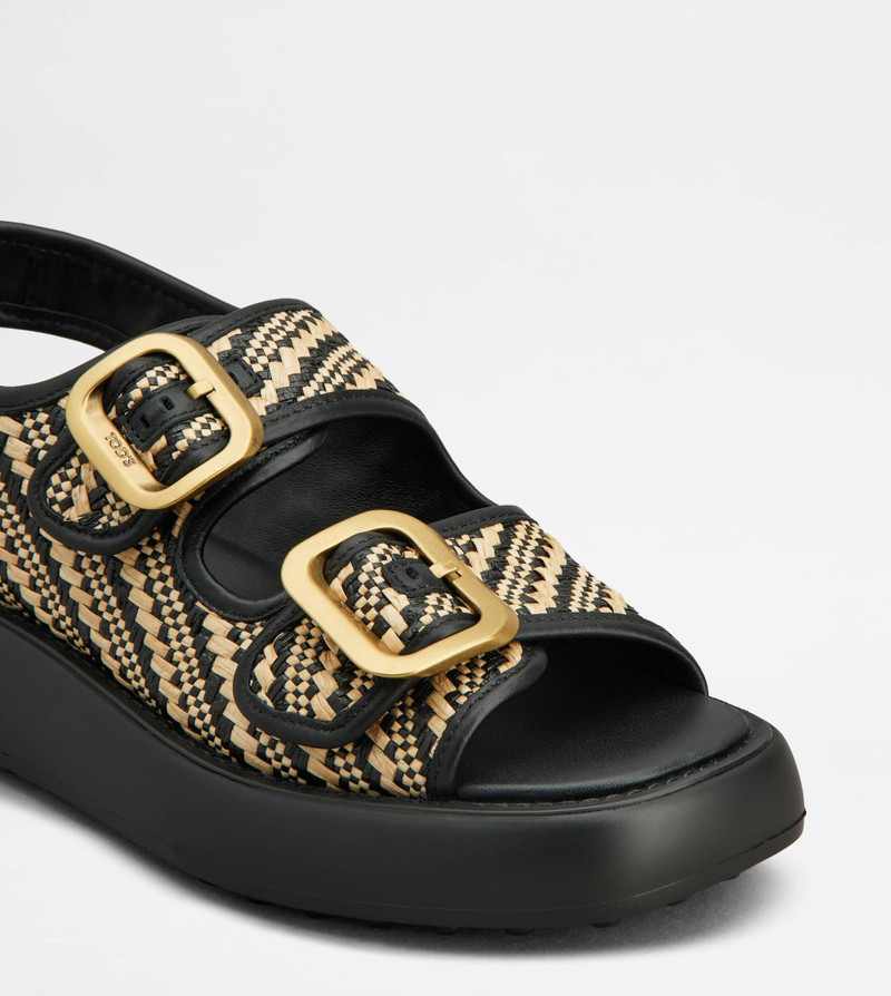 SANDALS IN FABRIC - BLACK, BEIGE 5