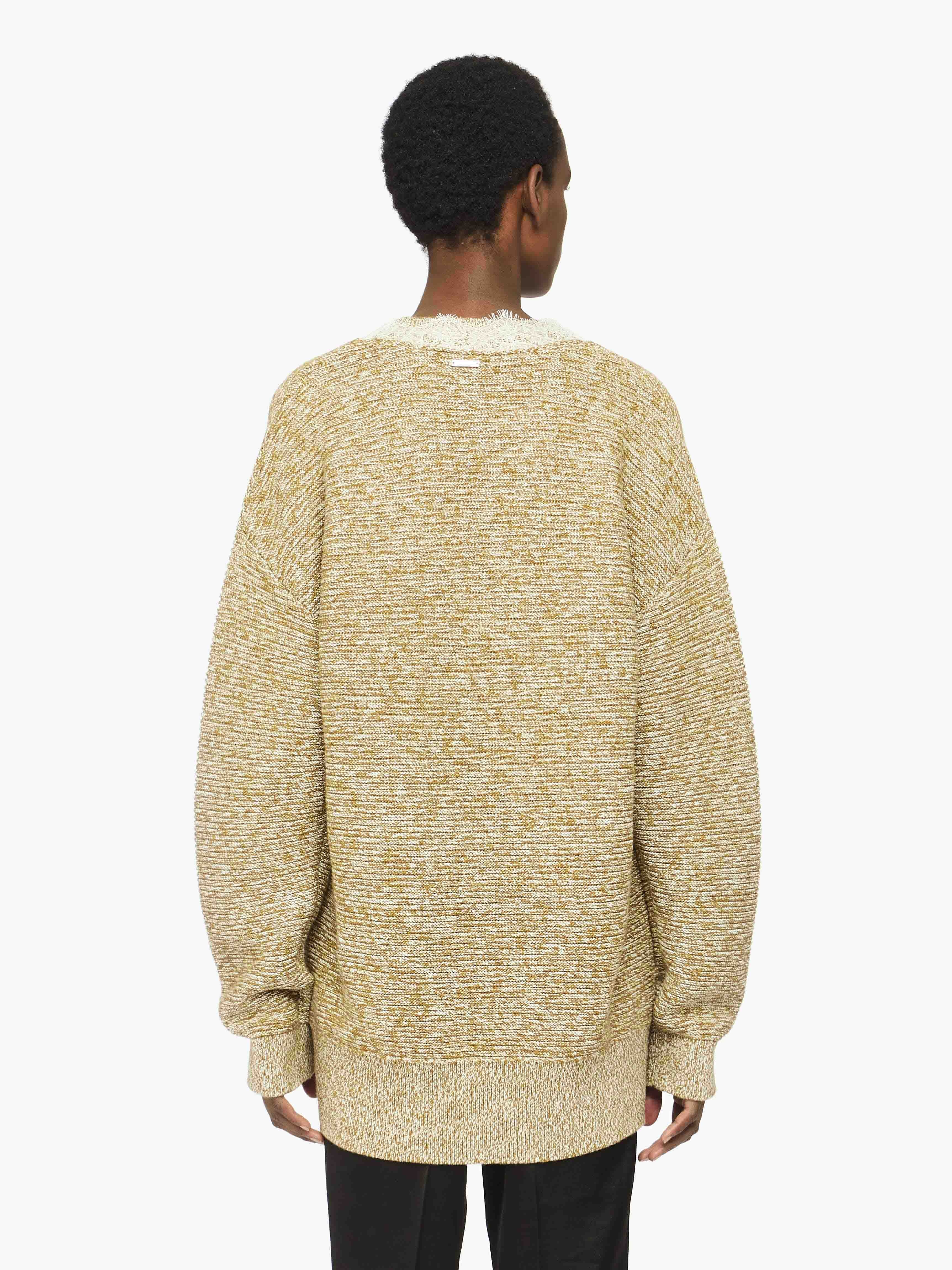 V-NECK LACE TRIM SWEATER - 3