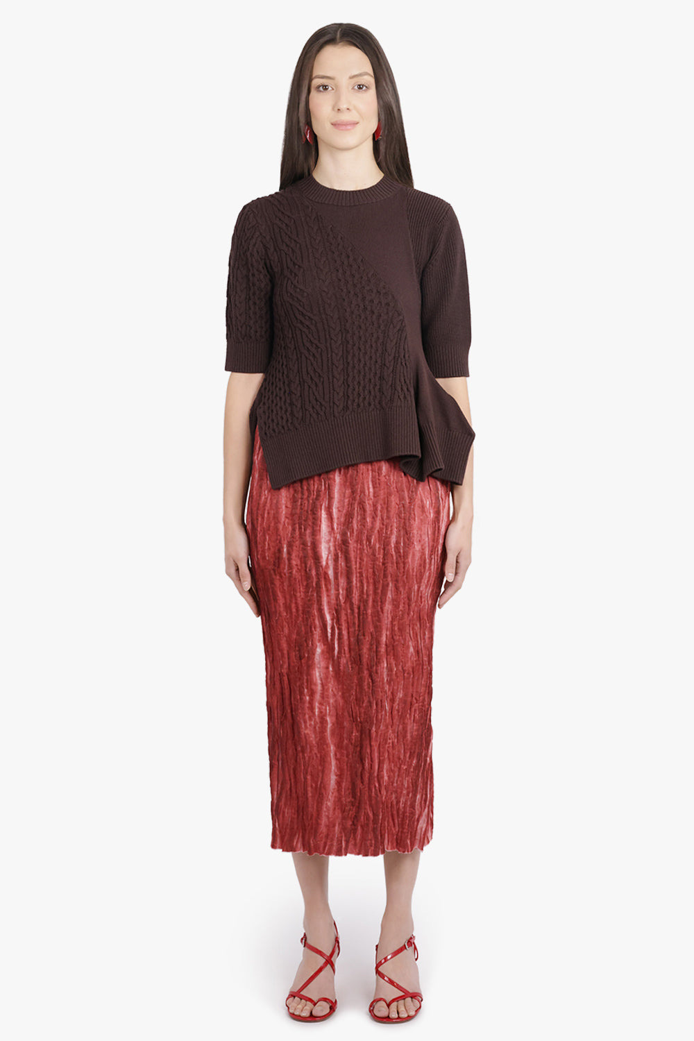 GOOP RELAXED PLEAT MIDI SKIRT | RED - 4