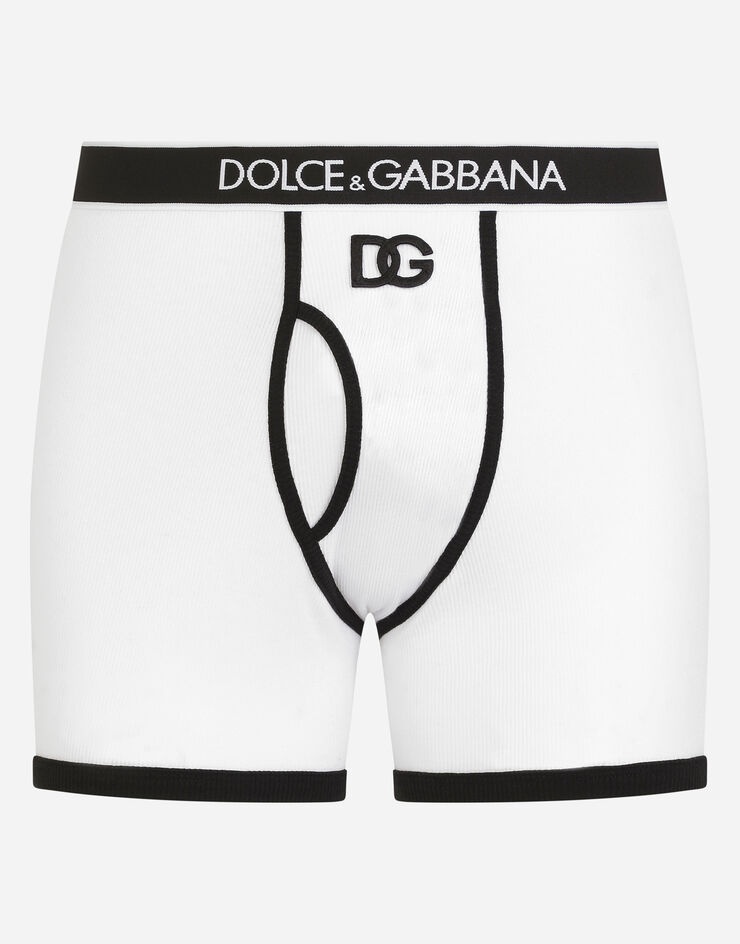 Long-leg fine-rib cotton boxers with DG patch - 1